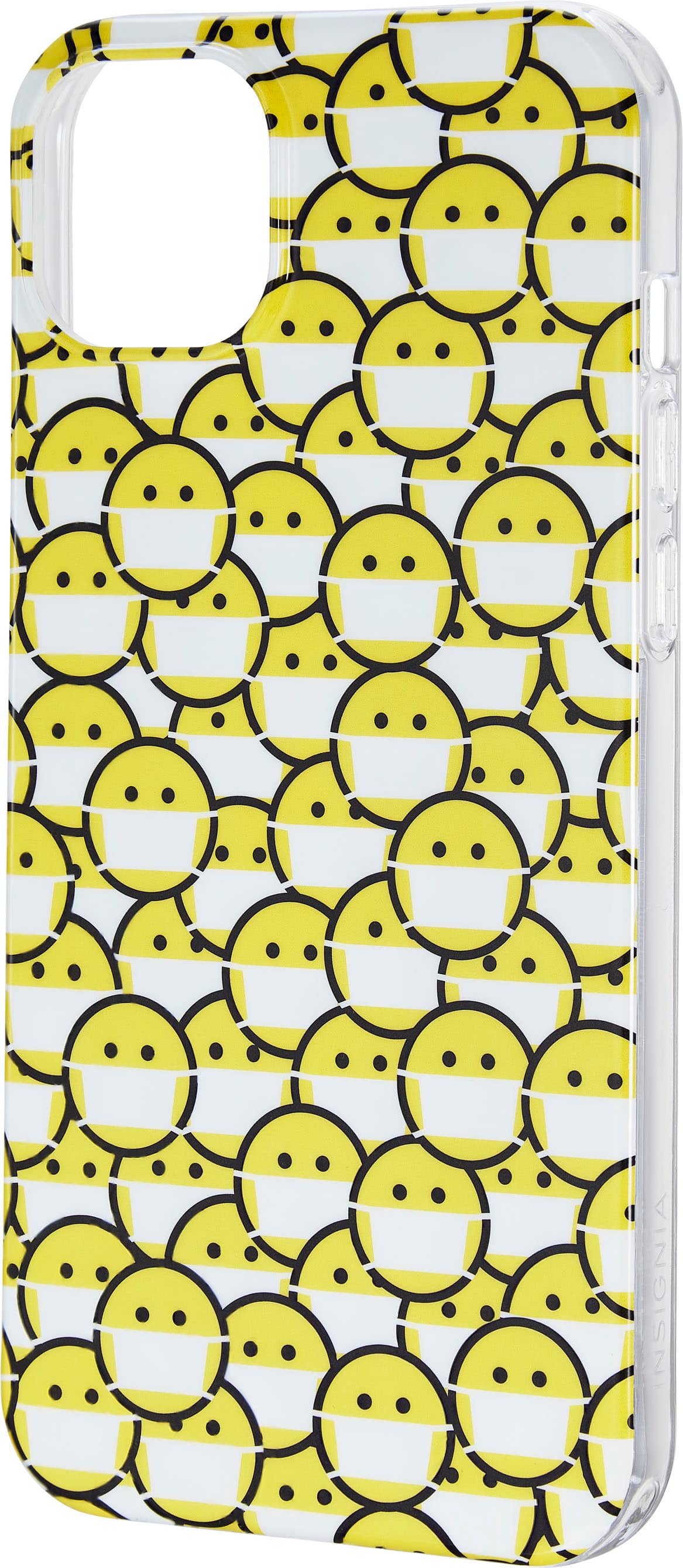Left View: Insignia™ - Hard-Shell Case for iPhone 14 Plus - Smiley Mask
