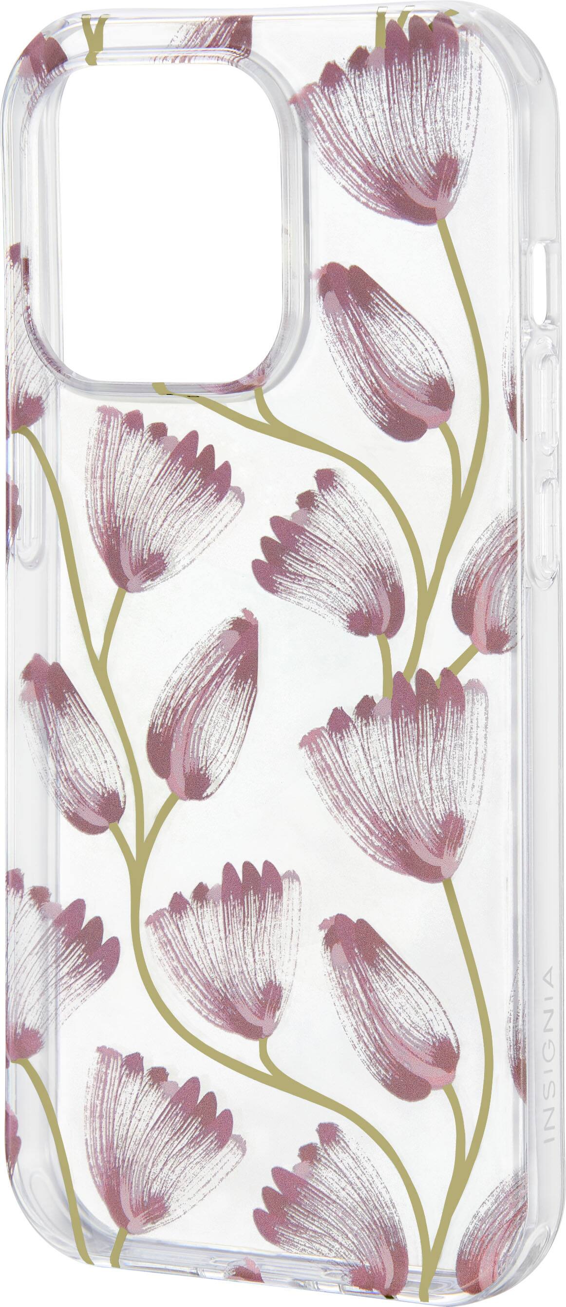 Left View: Insignia™ - Hard-Shell Case for iPhone 14 Pro - Floral Vine