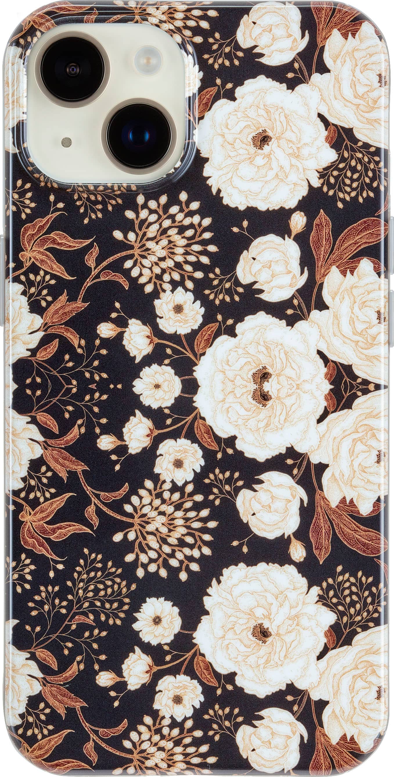 Front. Insignia™ - Hard-Shell Case for iPhone 14 and iPhone 13 - Vintage Floral.