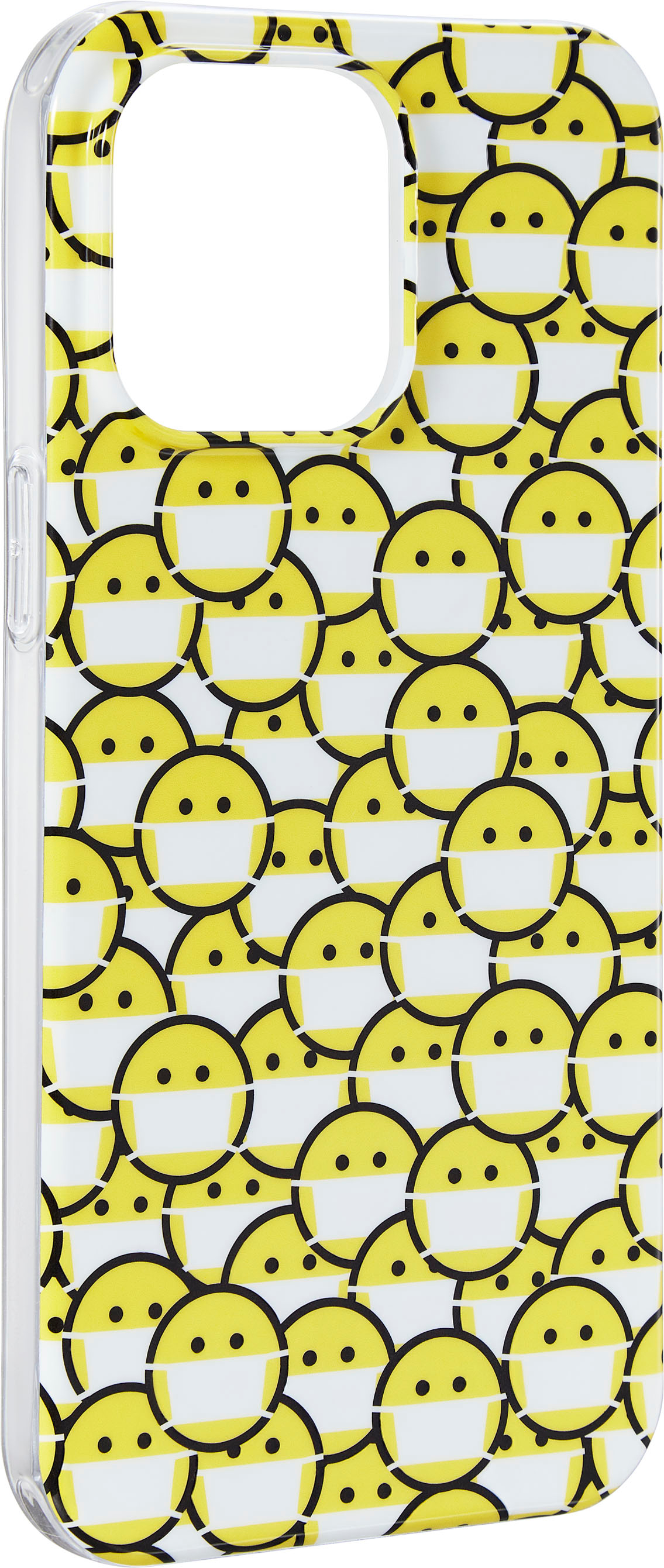 Angle. Insignia™ - Hard-Shell Case for iPhone 14 Pro Max - Smiley Mask.