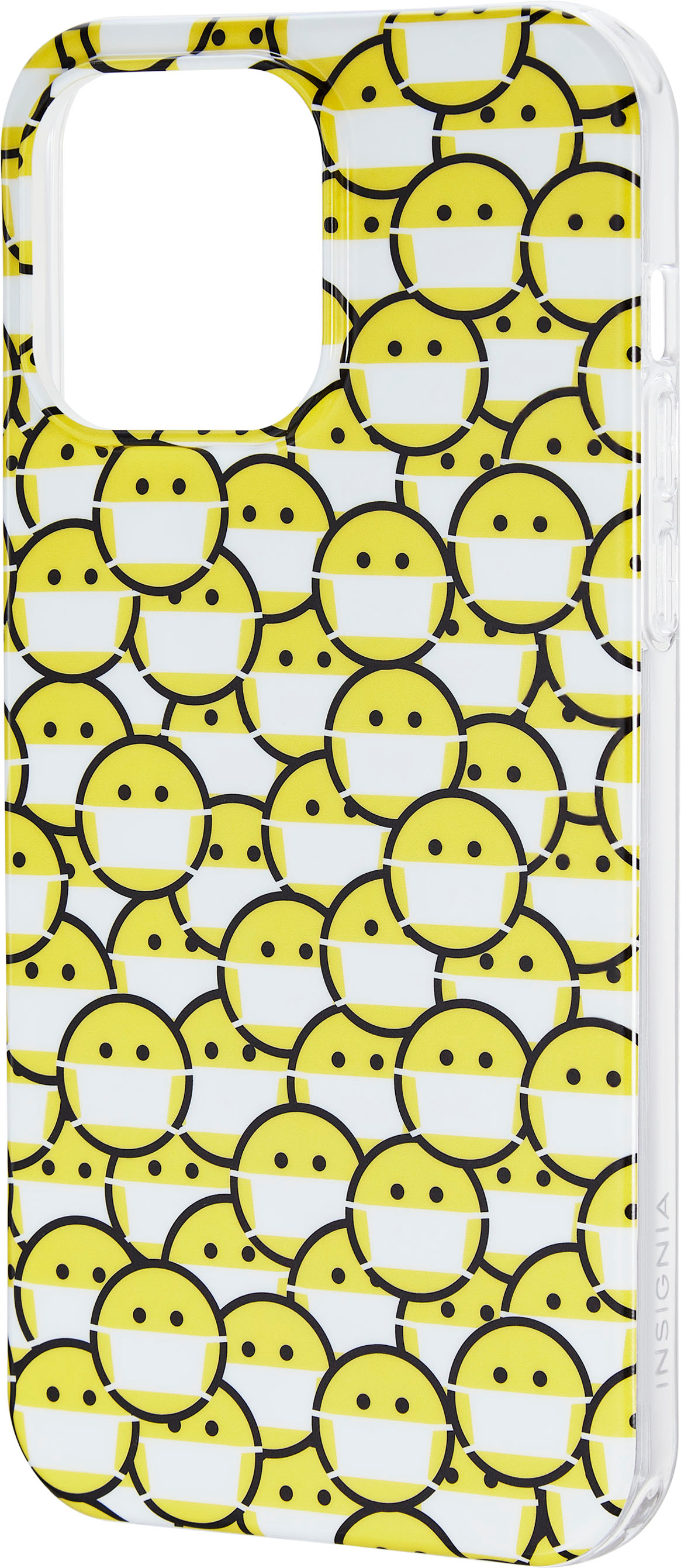 Left View: Insignia™ - Hard-Shell Case for iPhone 14 Pro Max - Smiley Mask