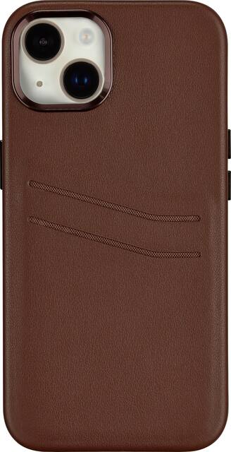 Insignia Leather Wallet Case for iPhone 14 and iPhone 13 Bourbon