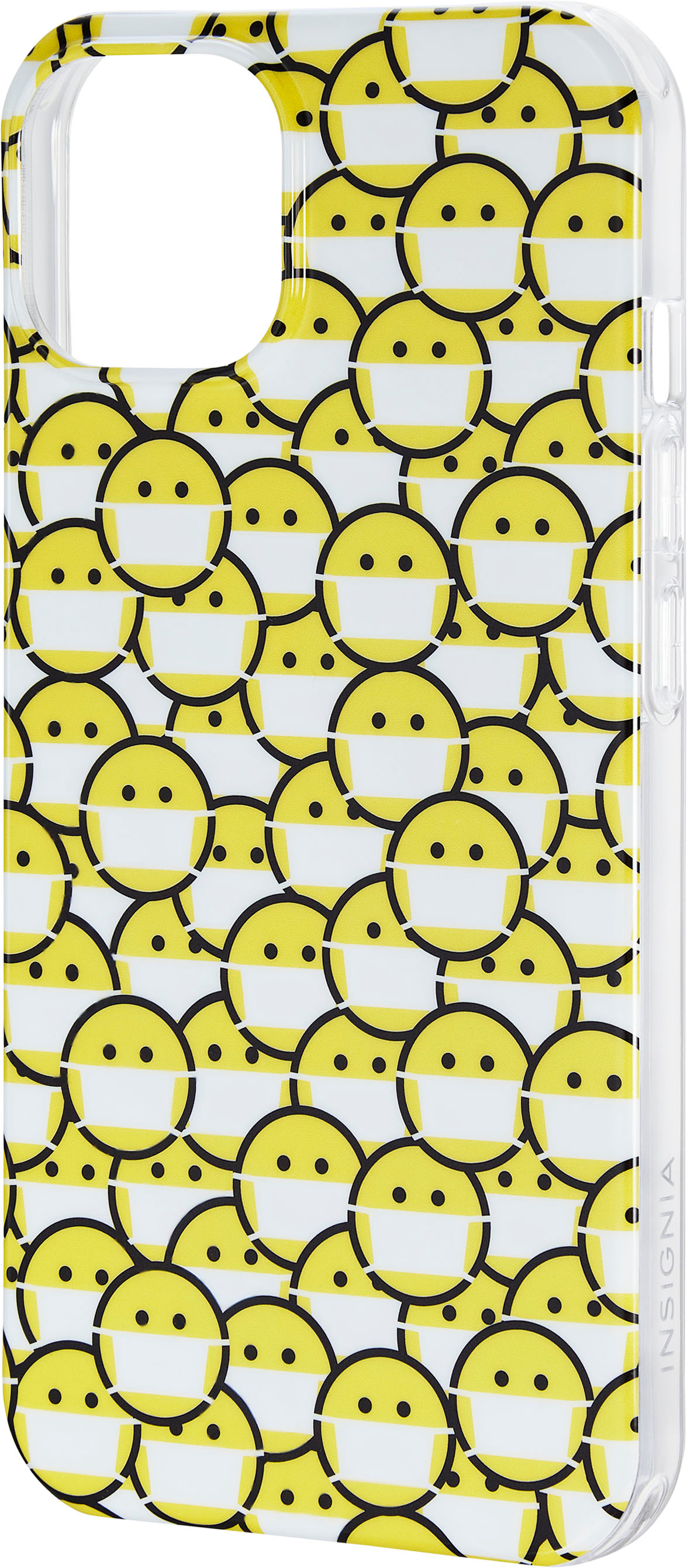 Left View: Insignia™ - Hard-Shell Case for iPhone 14 and iPhone 13 - Smiley Mask