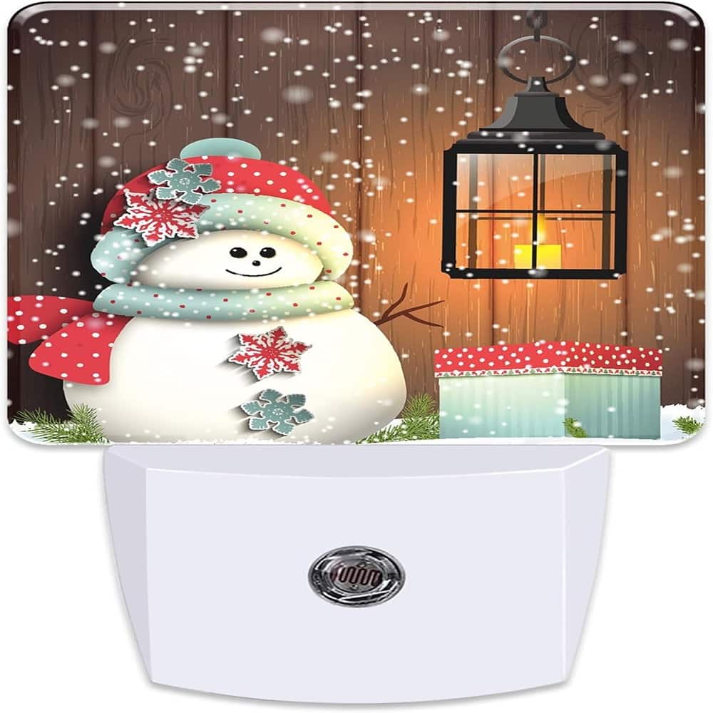 ACJPR - Snowman Night Light with Lantern, Light Sensor, Dusk-to-Dawn, Plug-In - Color: Cute Snowman with Lantern,Christmas Winter