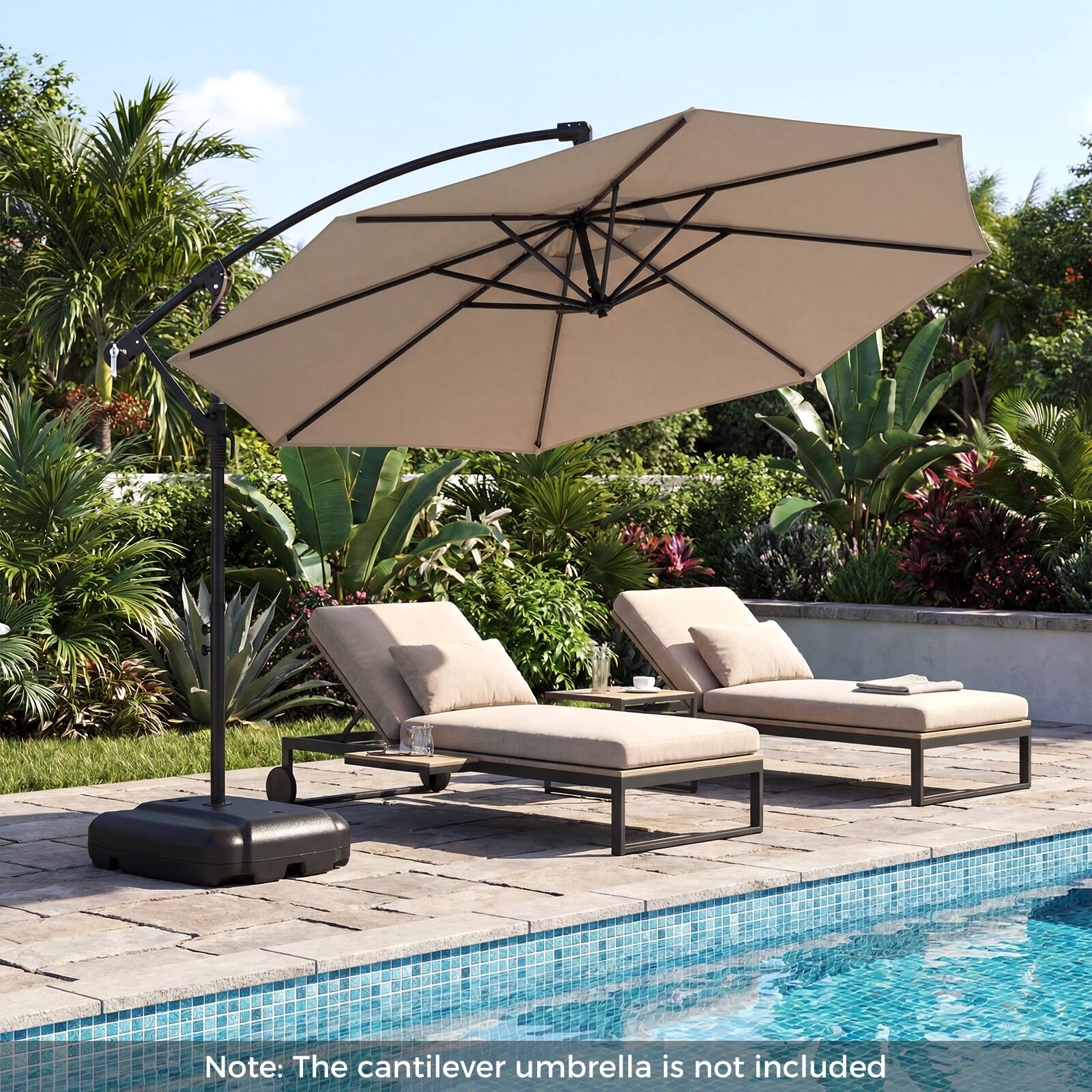 Note: The cantilever umbrella is not included