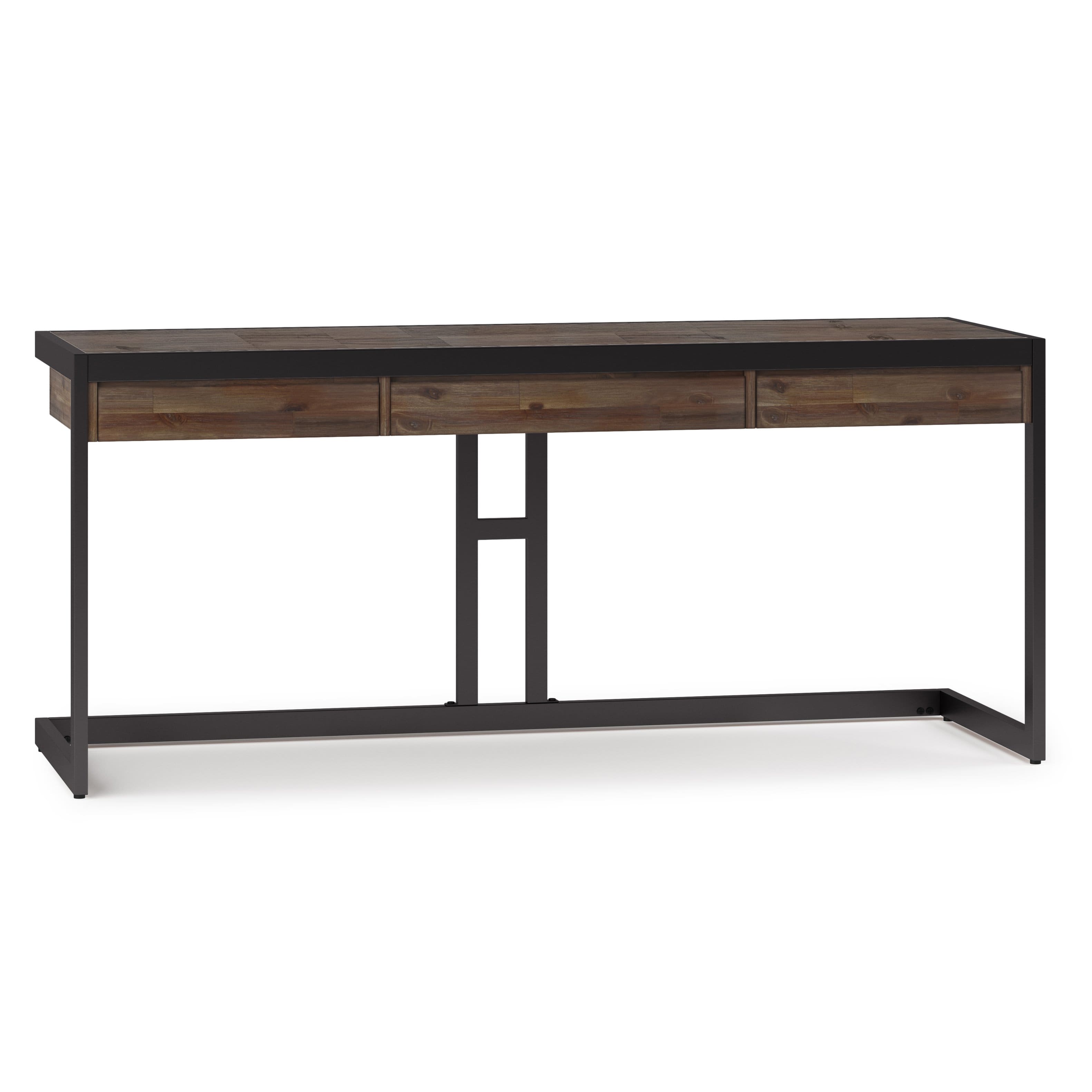 Simpli Home - Erina 72 inch Wide Solid Acacia Wood Large Desk - Rustic Natural Aged Brown