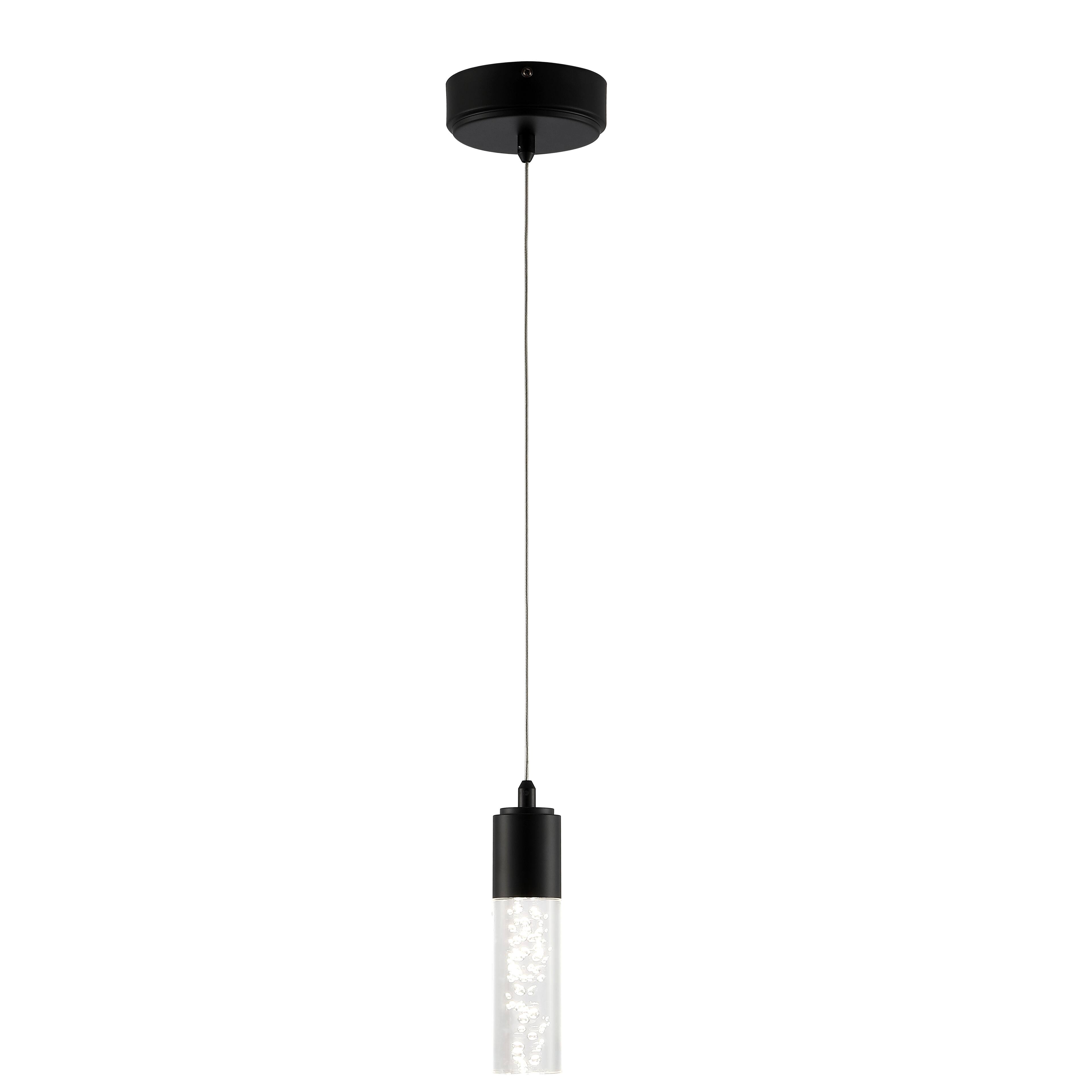 Jonathan Y - Bolha 4.75" 1-Light Bubble Acrylic/Iron Modern Minimalist Integrated LED Pendant - Black