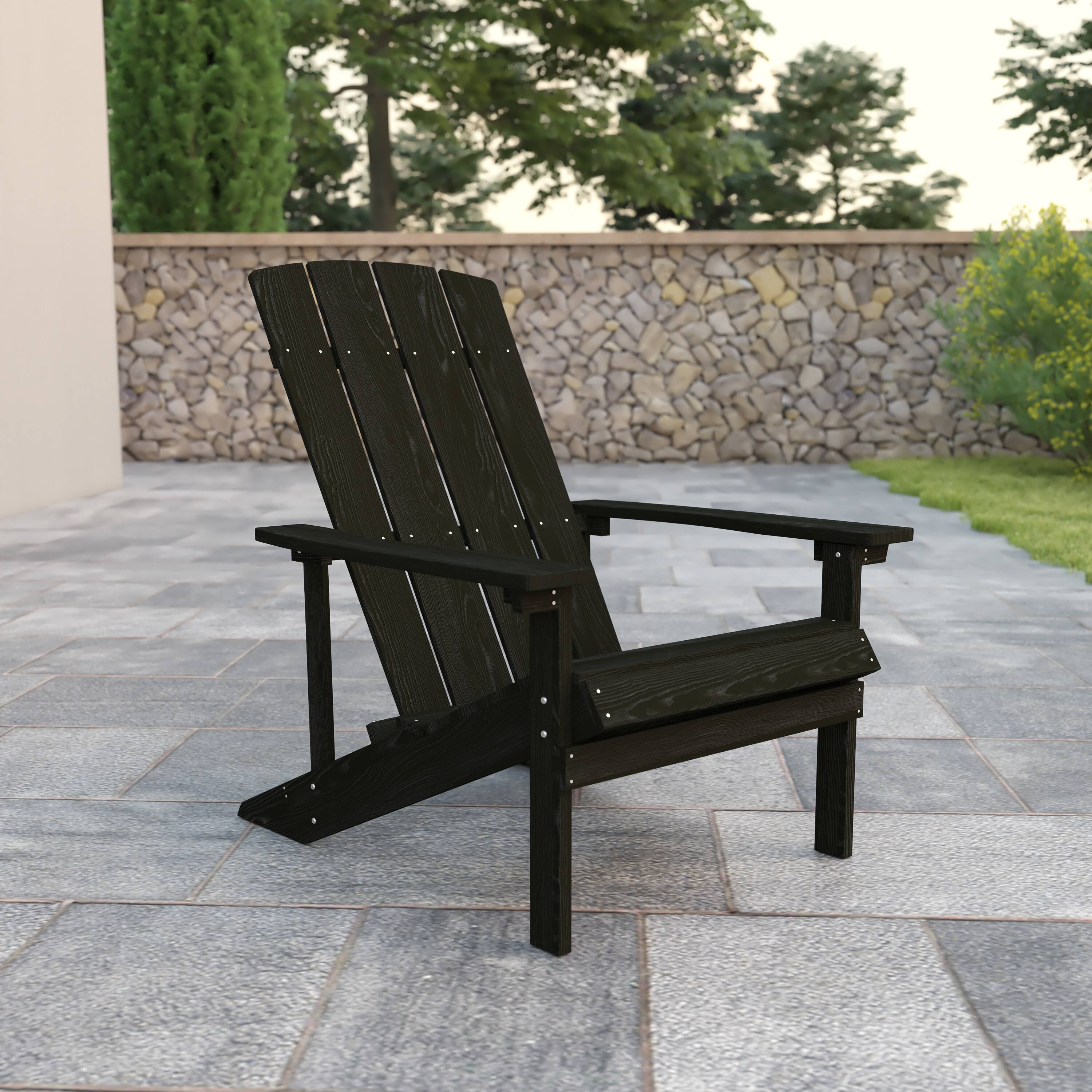 Alt View 1. Emma + Oliver - All-Weather Poly Resin Wood Adirondack Chair - Slate Gray.