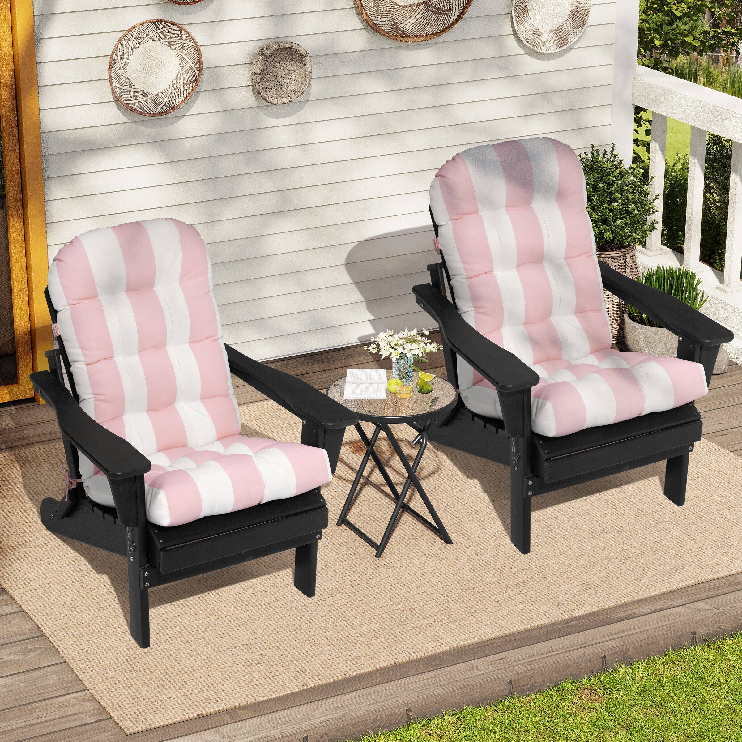 Alt View 5. Crestlive Products - Crestlive Products Outdoor High Back Adirondack Rocking Chair Cushions Set of 2 - Pink White.