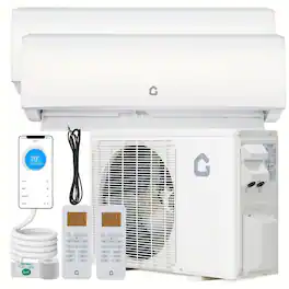 Jojoka - 28000 BTU Dual 2 Zone Ductless Mini Split Air conditioner & Heat Pump, 12000 + 12000 BTU with Wifi-208-230V - White