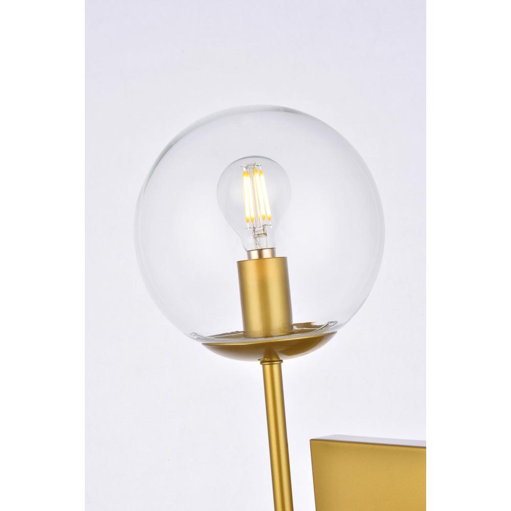 Alt View 3. Living District - Neri 1 light brass and clear glass wall sconce - Brass And Clear.