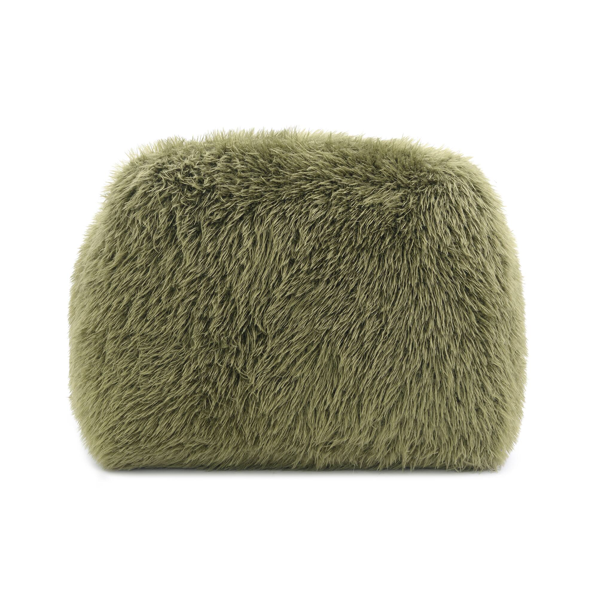 Alt View 4. Vaczon - Plush Faux Fur 360 Degree Swivel Chair with Soft Ball Pillow Comfortable Accent Chair for Living Room Bedroom or Lounge - Olive Green.