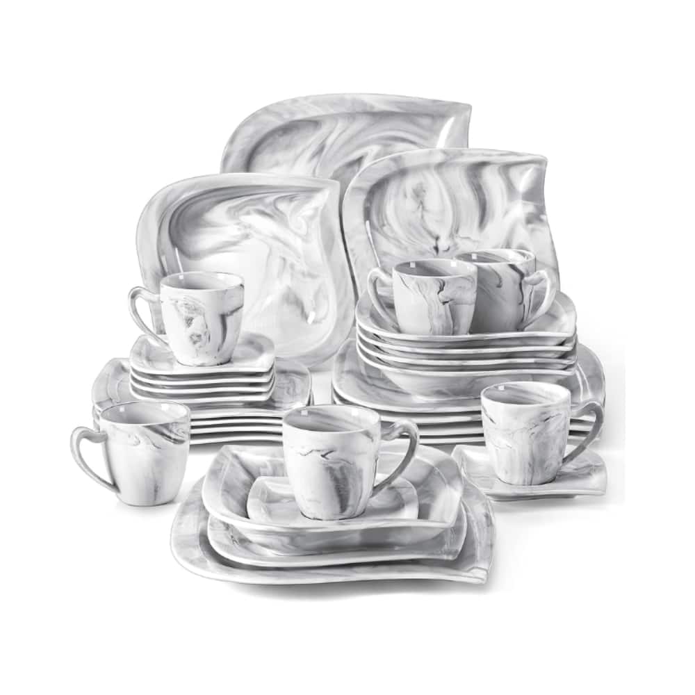 Bits Burst - Marble Design Porcelain Dinnerware Set - Leaf