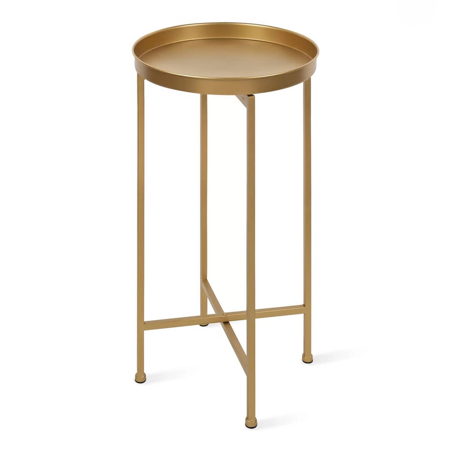 Left. Hivvago - Hivvago Metal Round End Table Nightstand with Removable Tray Top - Gold.