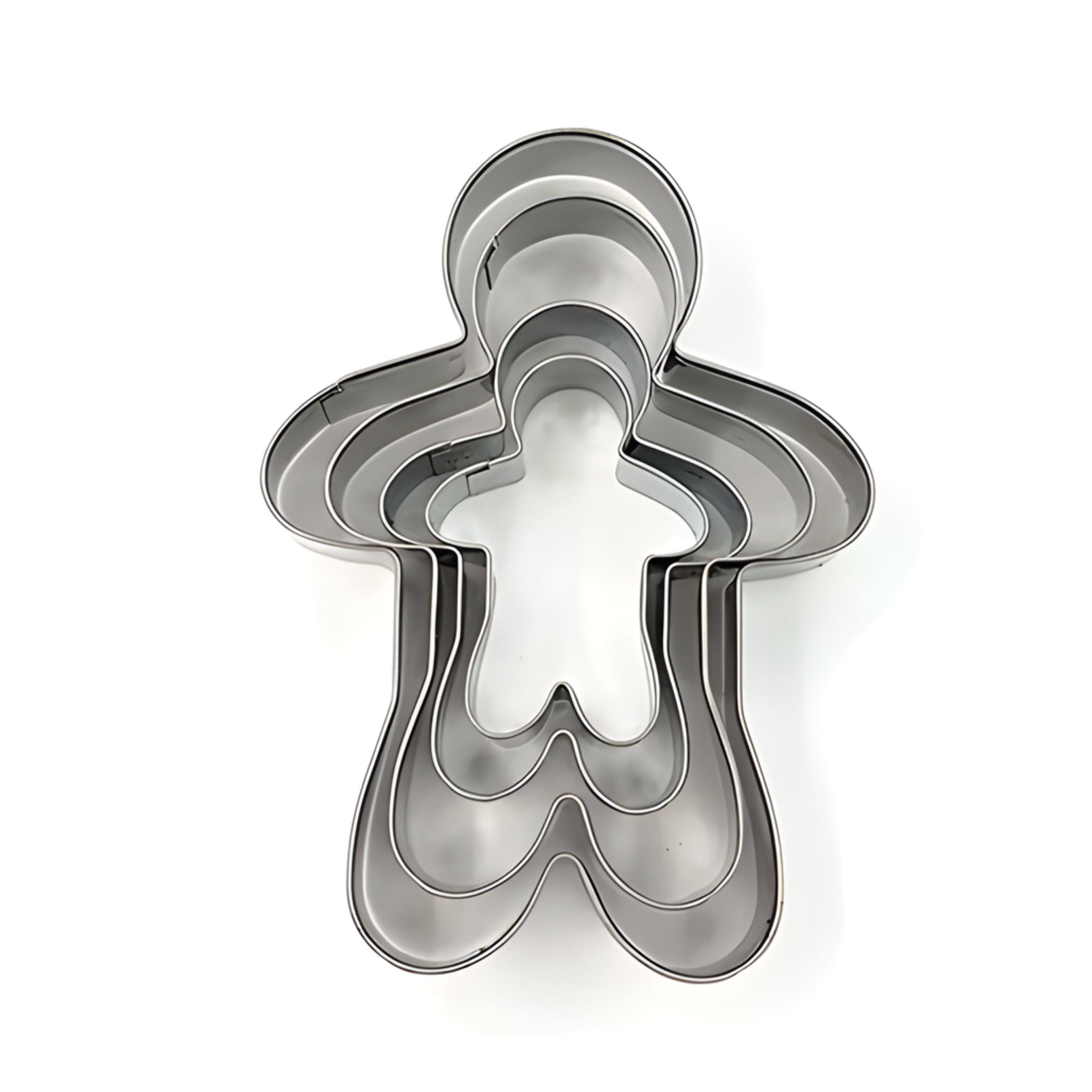 Left. Kitcheniva - Stainless Steel Gingerbread Man Cookie Cutter 4 Pcs.