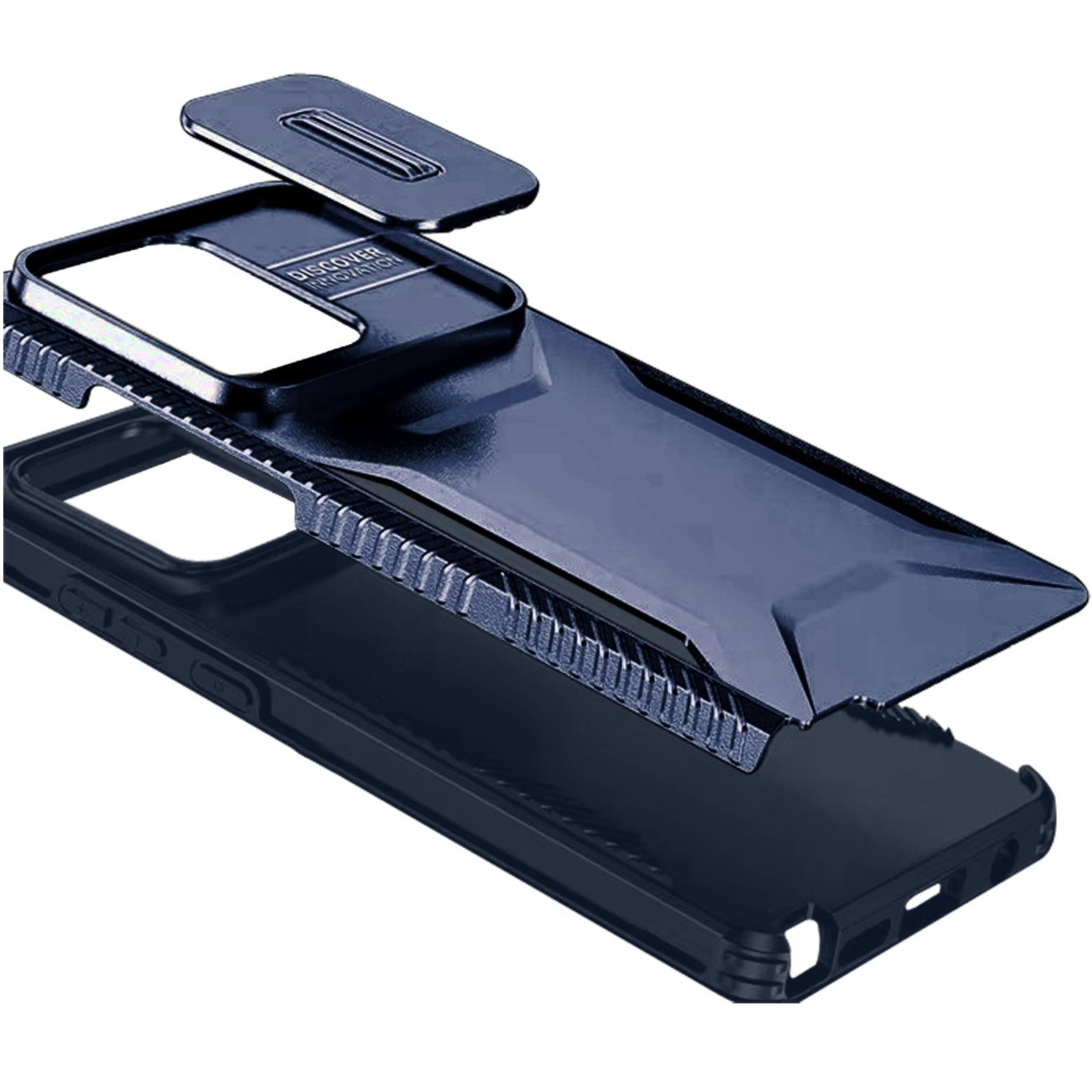 Left. Kitcheniva - Side Grip Rugged Case For Moto G 2025 2026 G Play 2026 With Sliding Camera Cover Dark Blue - Blue.