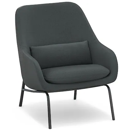 Front. Simpli Home - Elmont 30 inch Wide Mid Century Modern Accent Chair in Steel Grey Linen fabric - Steel Grey.