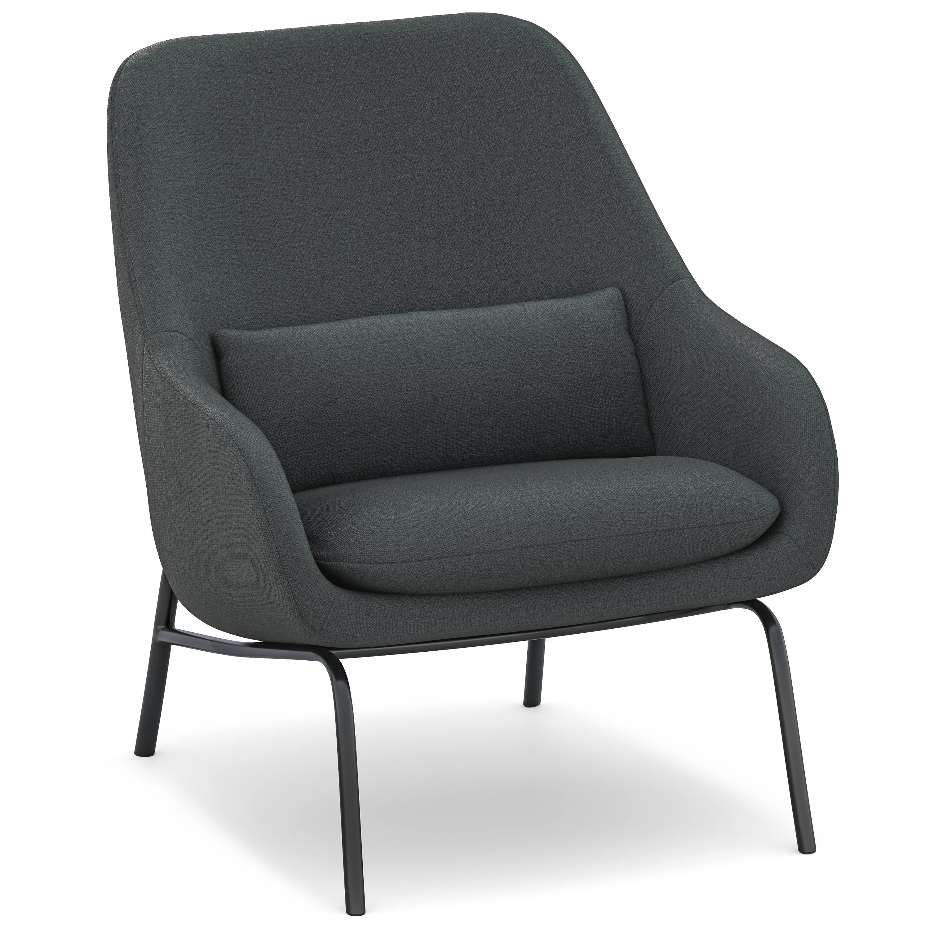 Front. Simpli Home - Elmont 30 inch Wide Mid Century Modern Accent Chair in Steel Grey Linen fabric - Steel Grey.