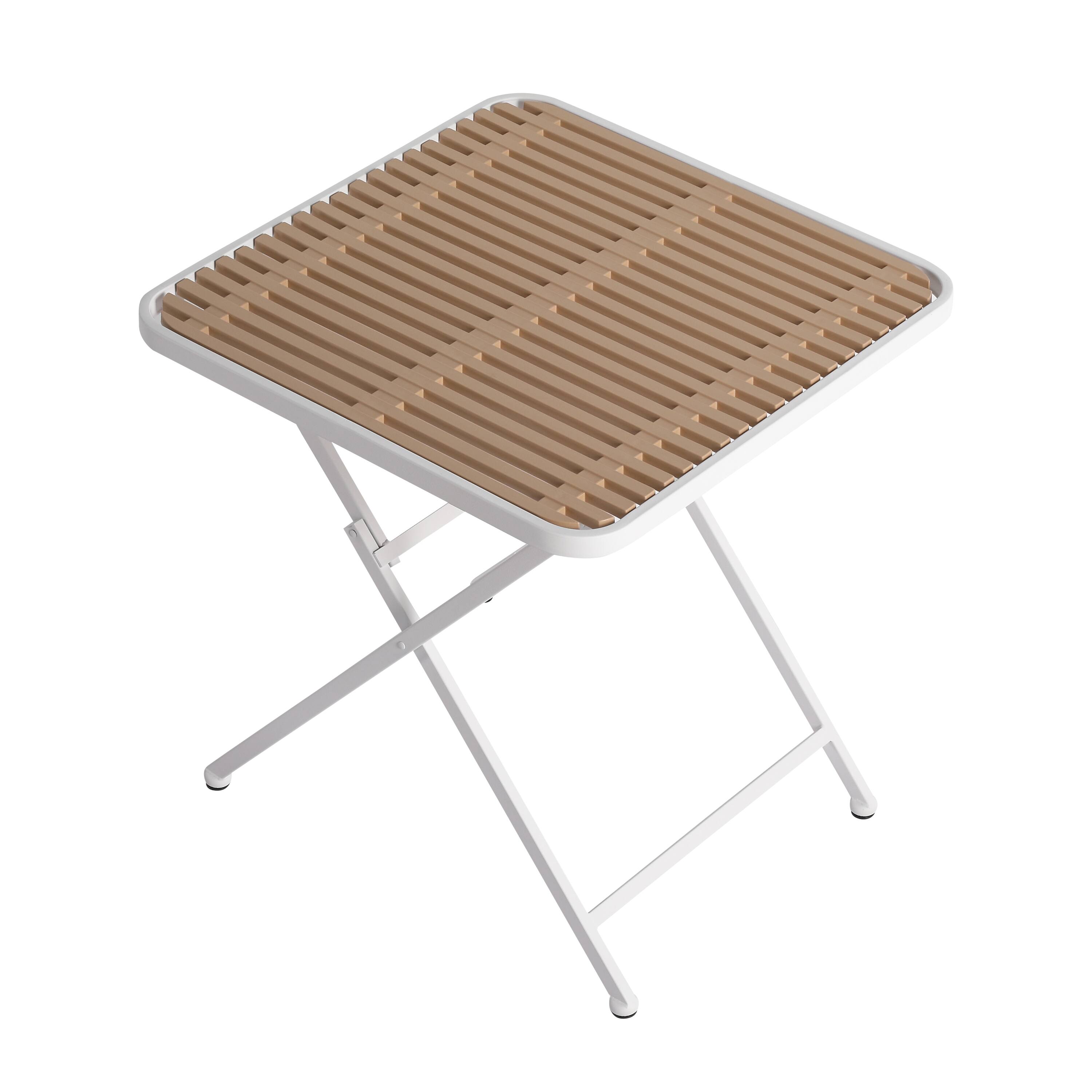 Back. Mondawe - 5-Piece Outdoor Dining Set – Square Table with 4 PP Chairs, Lightweight PP Tabletop with Metal Legs - Green+White.