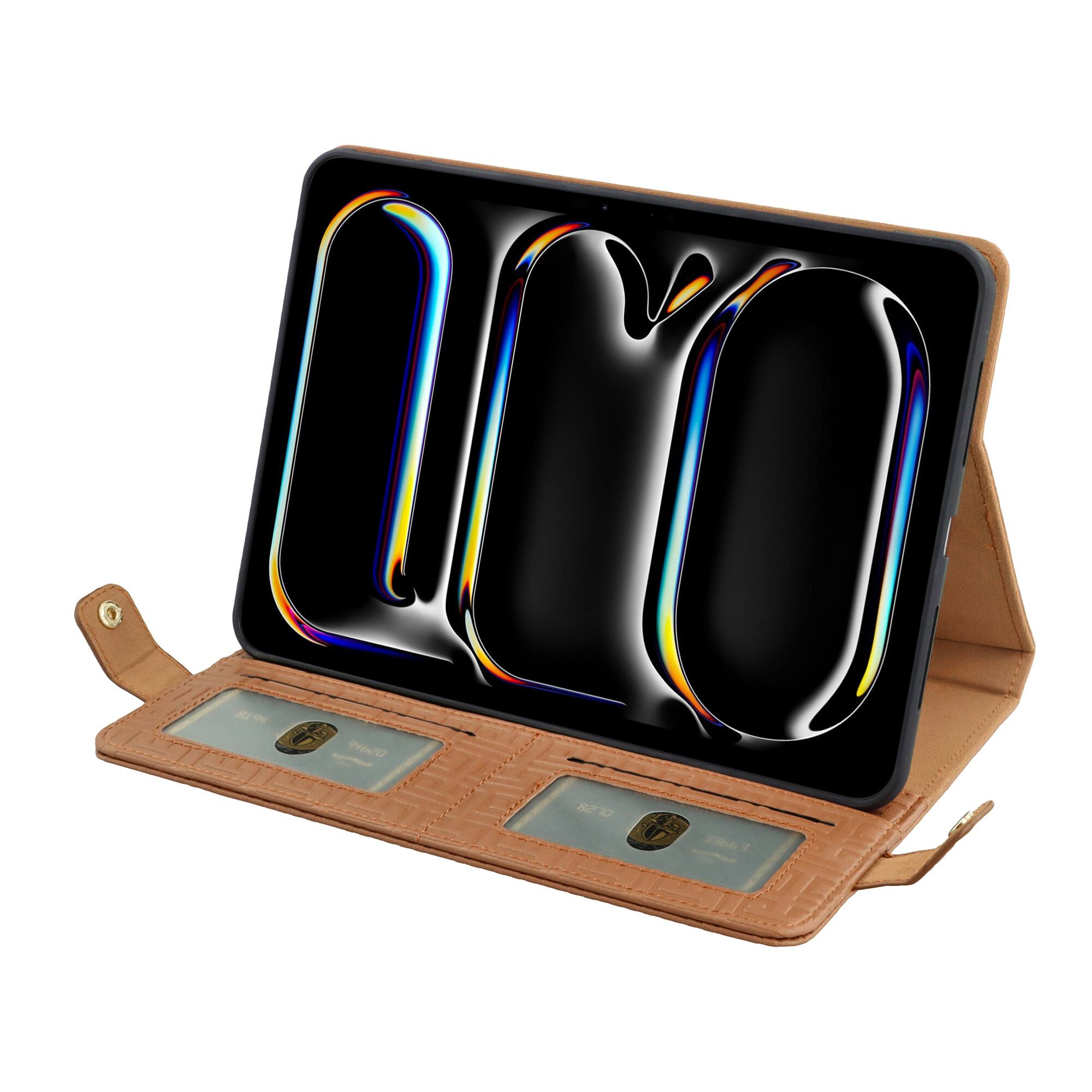 Alt View 2. Dteck - Crossbody Handbag Case for iPad A16 11" 2025/iPad 10th Gen 10.9" 2022, PU Leather Folio Stand Cover with Pencil Holder - Brown.