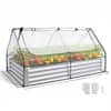 Front. VEVOR - Raised Garden Bed with Cover, 6 x 3 x 1 ft, Rectangular Galvanized Metal Planter Box Kit Outdoor, with PE Greenhouse - Glossy Silver.
