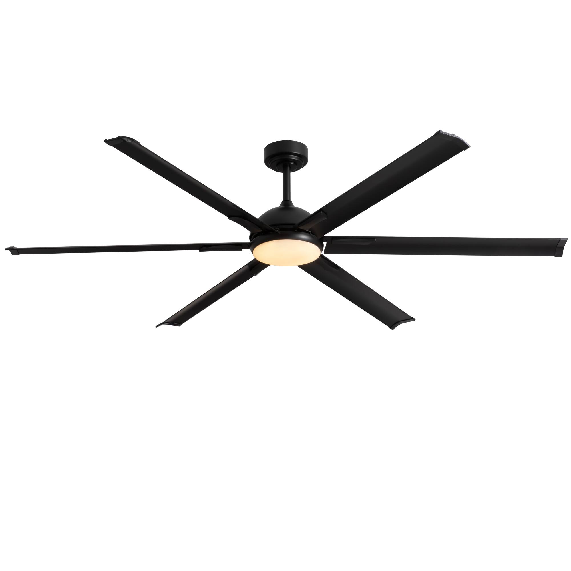 Alt View 8. Siljoy - 72 Inch Industrial Black Ceiling Fan with Integrated LED Light and Remote for Patio Kitchen Garage and Warehouse - Black.