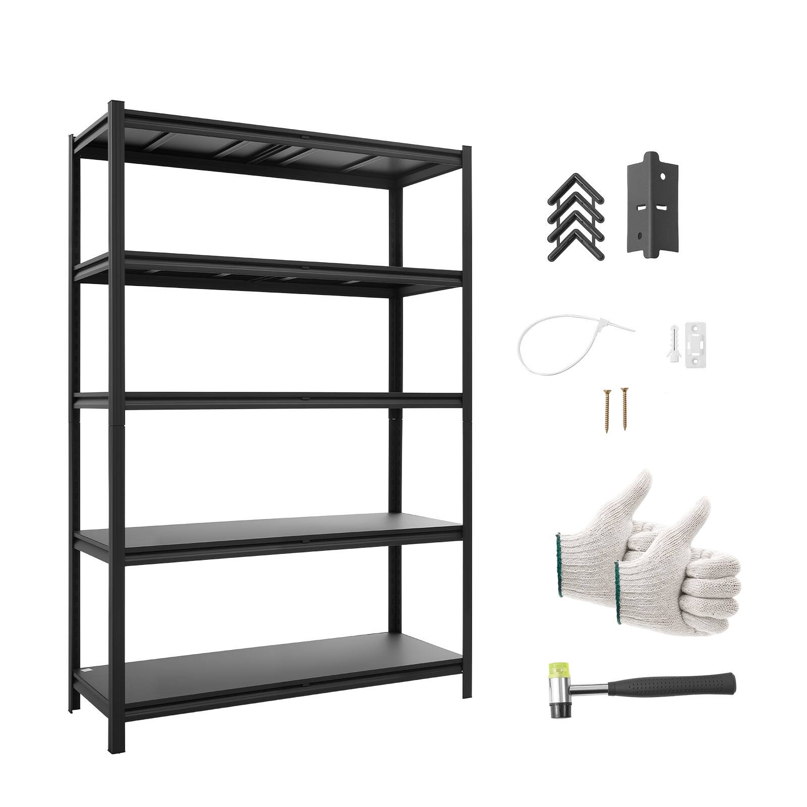 Alt View 5. VEVOR - Storage Shelves, 5-Tier Adjustable, 2500 lbs Capacity, Heavy Duty Garage Storage Shelving Unit, Metal Utility Rack Shelf - Black.