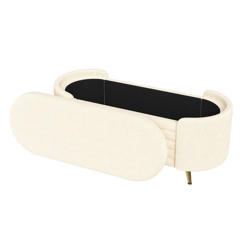 Alt View 7. HTUTWOO - Storage Ottoman - Upholstered Storage Bench End of Bed Bench Entryway Shoe Bench,Living Room Bedroom and Entryway - Beige.