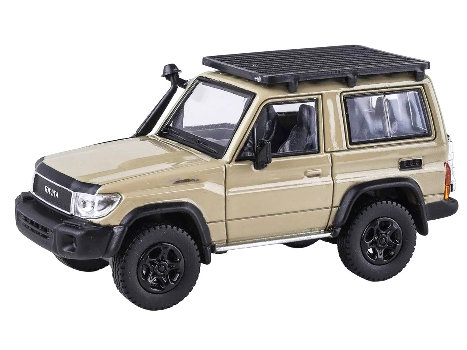 Alt View 1. Paragon - 2023 Toyota Land Cruiser 71 Sandy Taupe "70th Anniversary" with Roofrack 1/64 Diecast Model Car by Paragon Models.