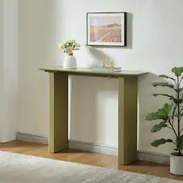 Kings Brand Furniture - Modern Fluted Wood Console Table, Narrow Sofa Table, and Entryway Table for Living Room - Lemon Pepper