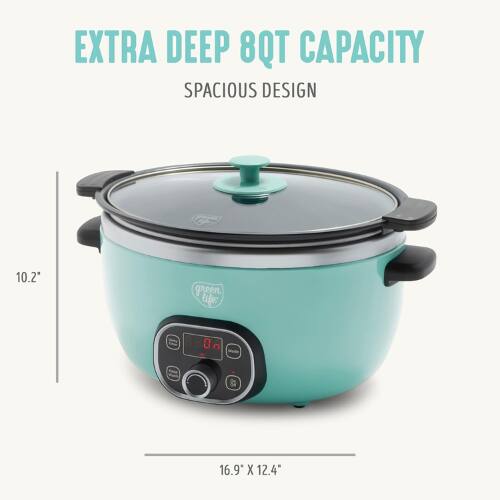EXTRA DEEP 8QT CAPACITY  
SPACIOUS DESIGN  

10.2"  
16.9" X 12.4"