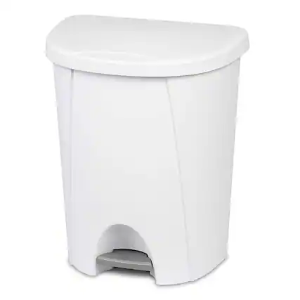 Front. Sterilite - STERILITE 10948004 Step Can, White, 6.6 Gallon.
