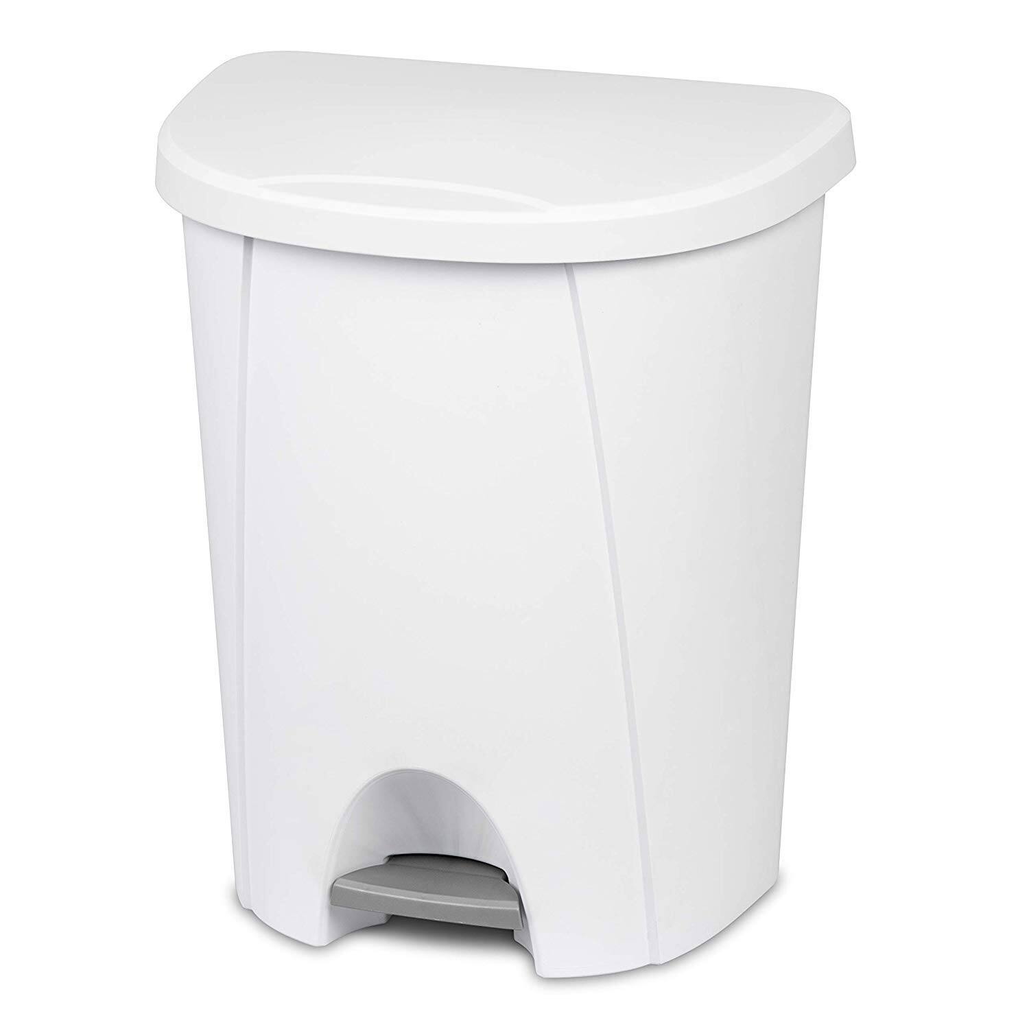 Front. Sterilite - STERILITE 10948004 Step Can, White, 6.6 Gallon.