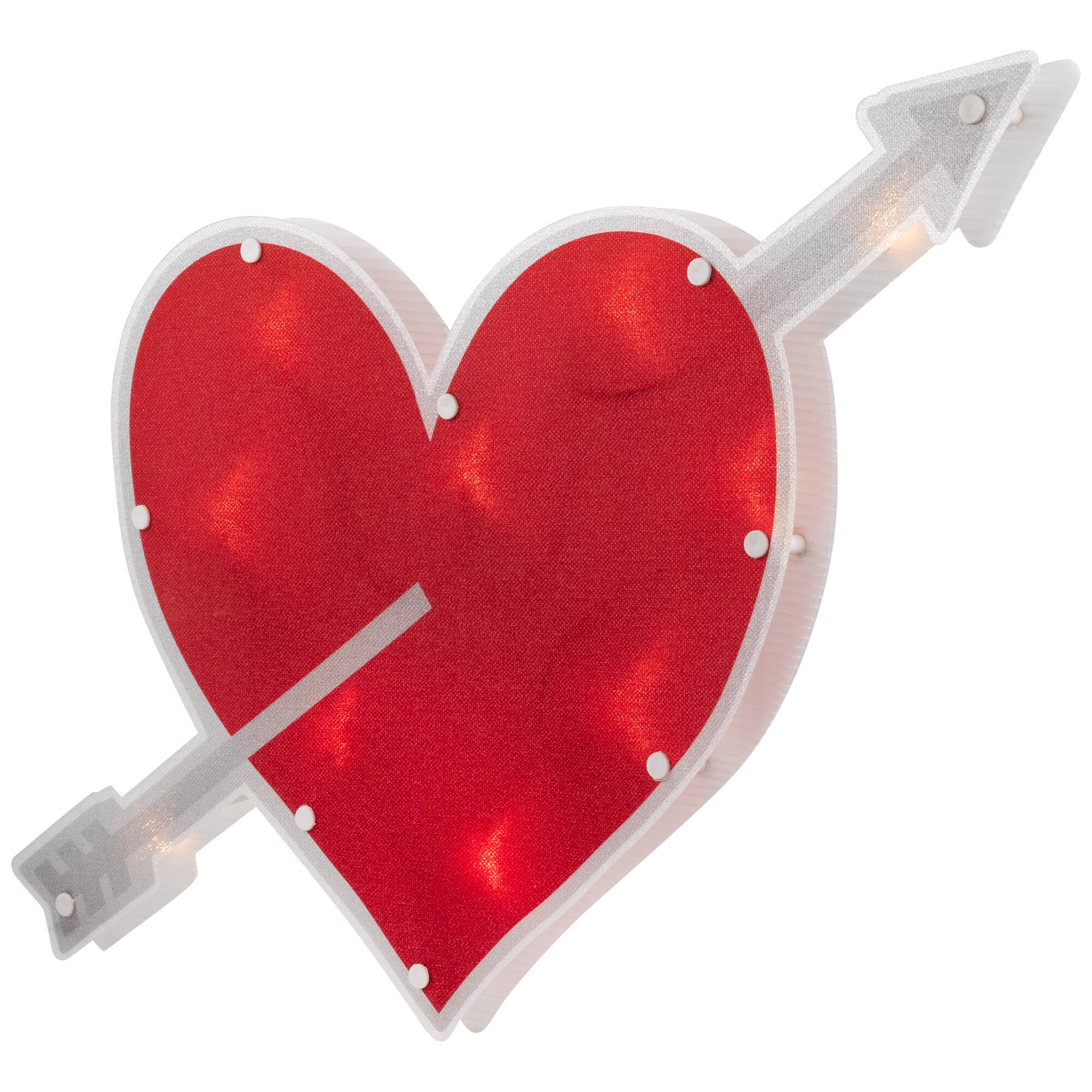 Alt View 4. Northlight - 18" Red and White Lighted Heart with Arrow Valentine's Day Window Silhouette - Red.