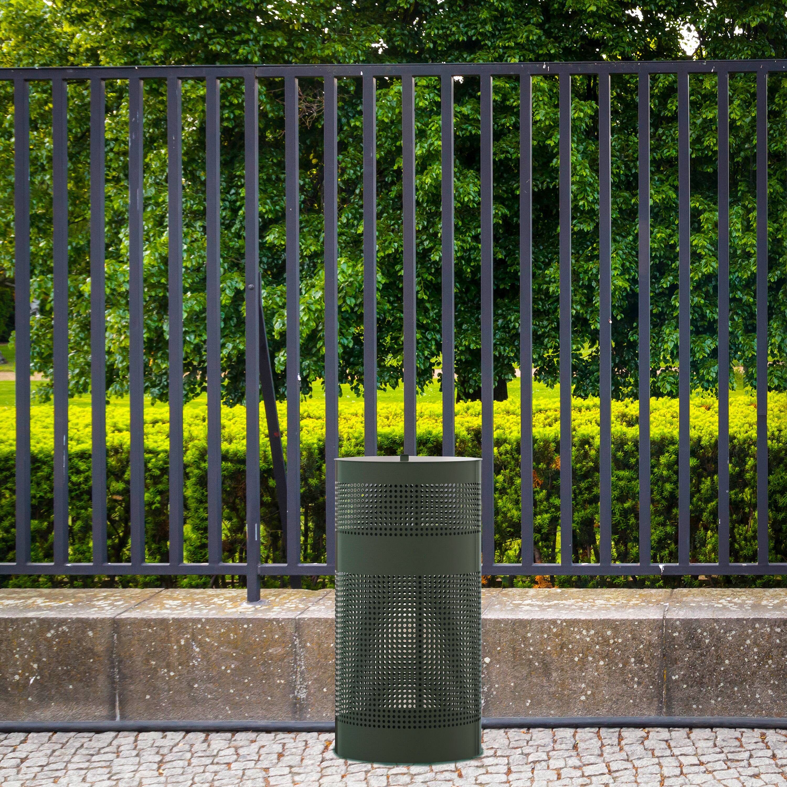 Alt View 3. Emma + Oliver - Kirk 11.5 Gallon Stainless Steel Outdoor Trash Can with Lid, Freestanding or Mountable Design, 20 Trash Bags Included - Green.