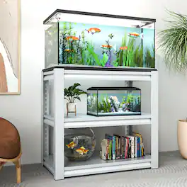 Anysun - Adjustable 3-Tier 20-30 Gallon Metal Aquarium Tank Stand with Floor Protection Pads, Assembly Required - Antique White