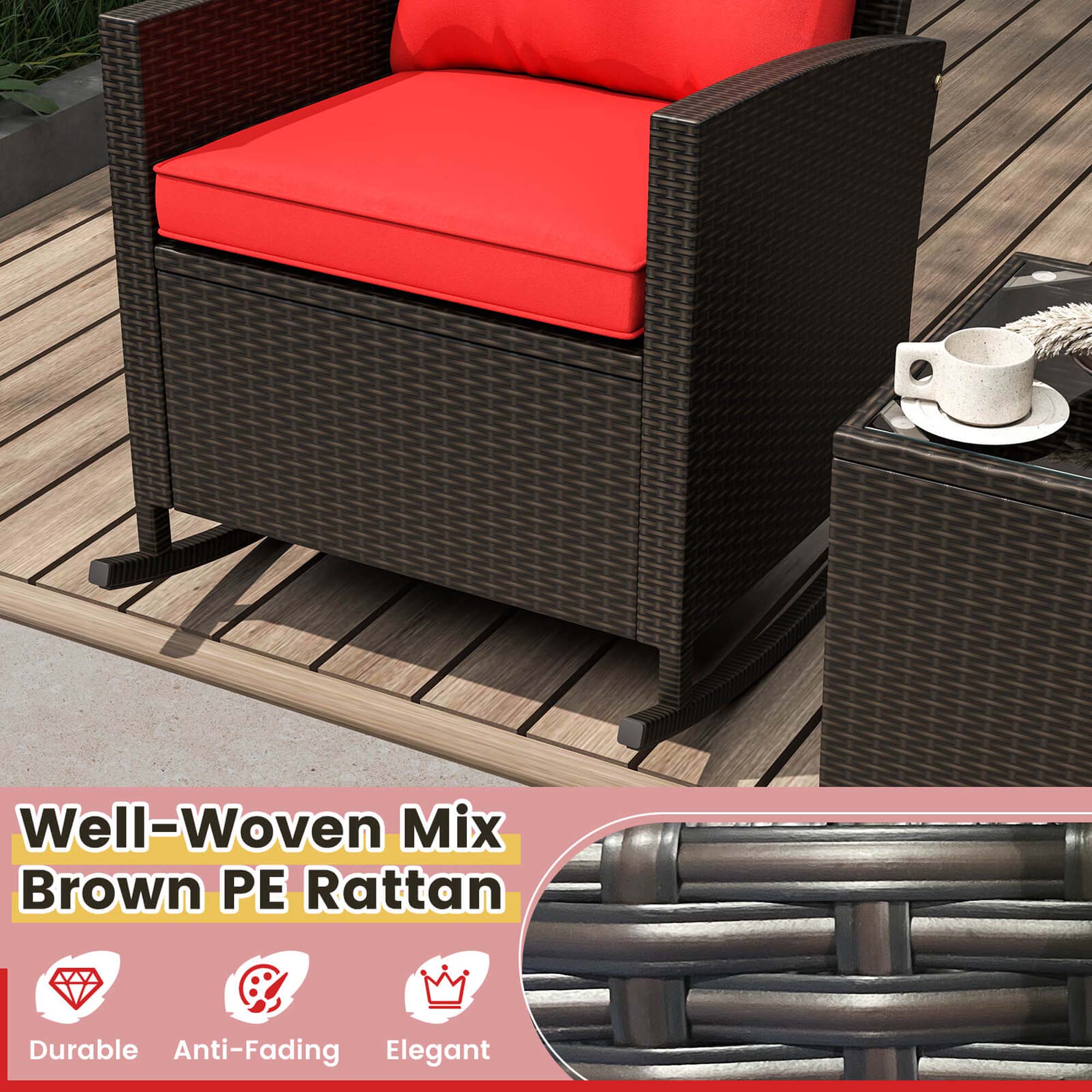 Well-Woven Mix Brown PE Rattan: Durable, Anti-Fading, Elegant