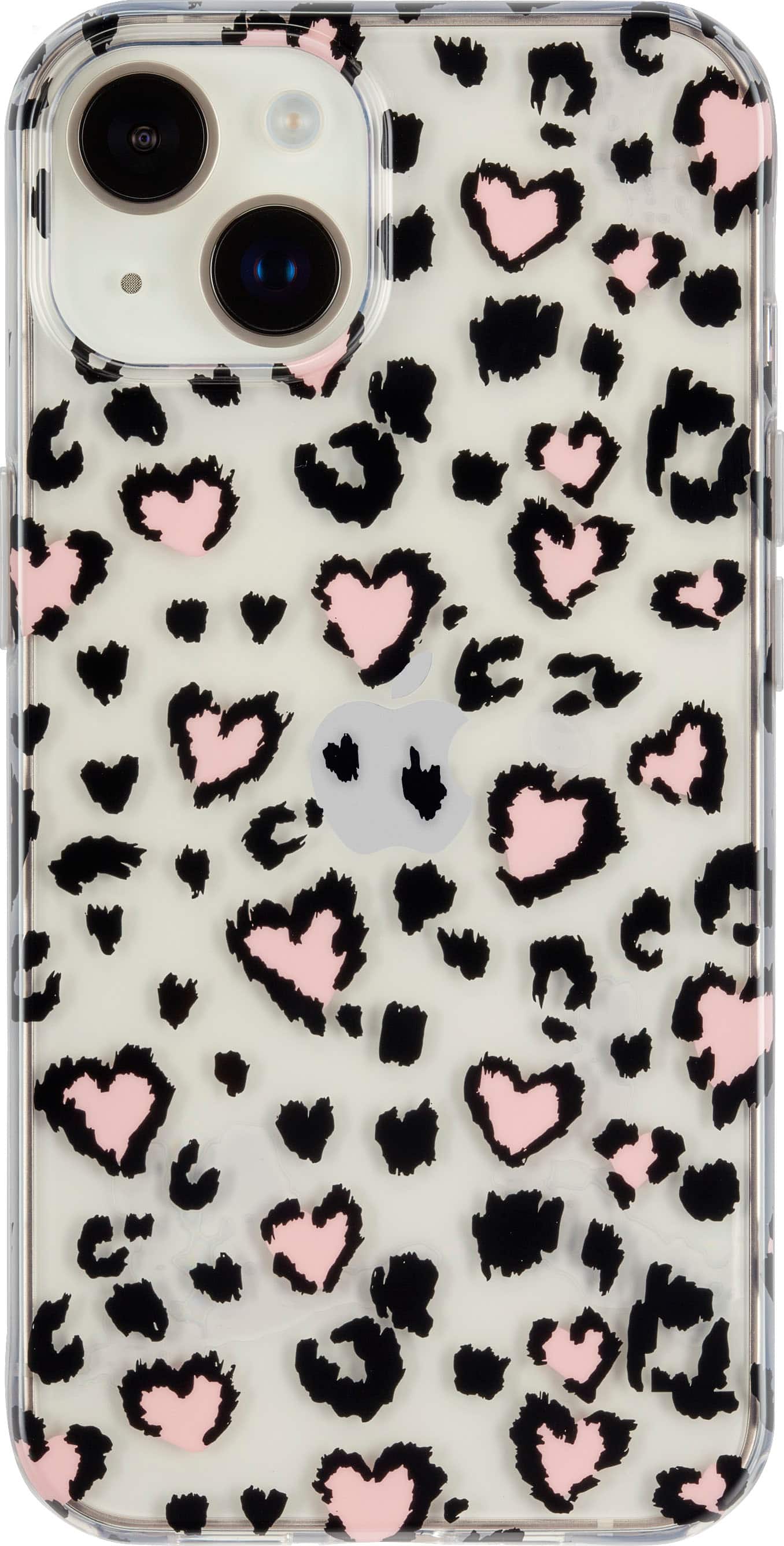 Front. Insignia™ - Hard-Shell Case for iPhone 14 Plus - Leopard Hearts.
