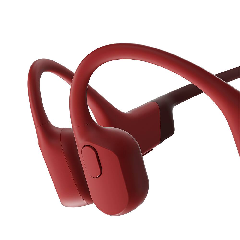 Left. Shokz - OpenRun Bone Conduction Open-Ear Endurance Headphones - Red.