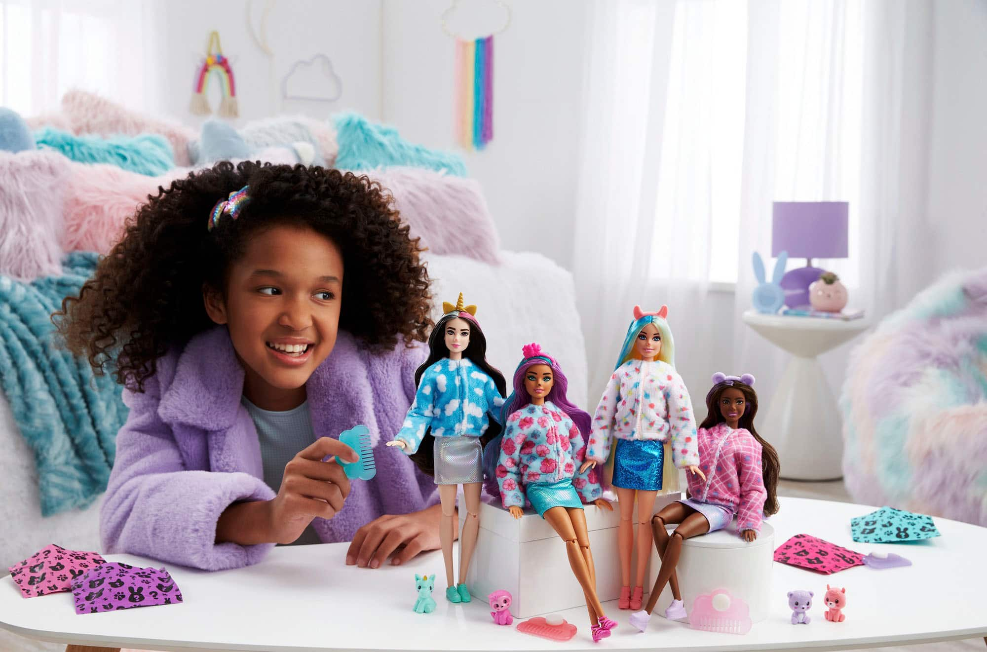 Barbie Cutie Reveal Cozy Cute Tees Slumber Party Gift Set with Dolls  Multicolor HRY15 - Best Buy