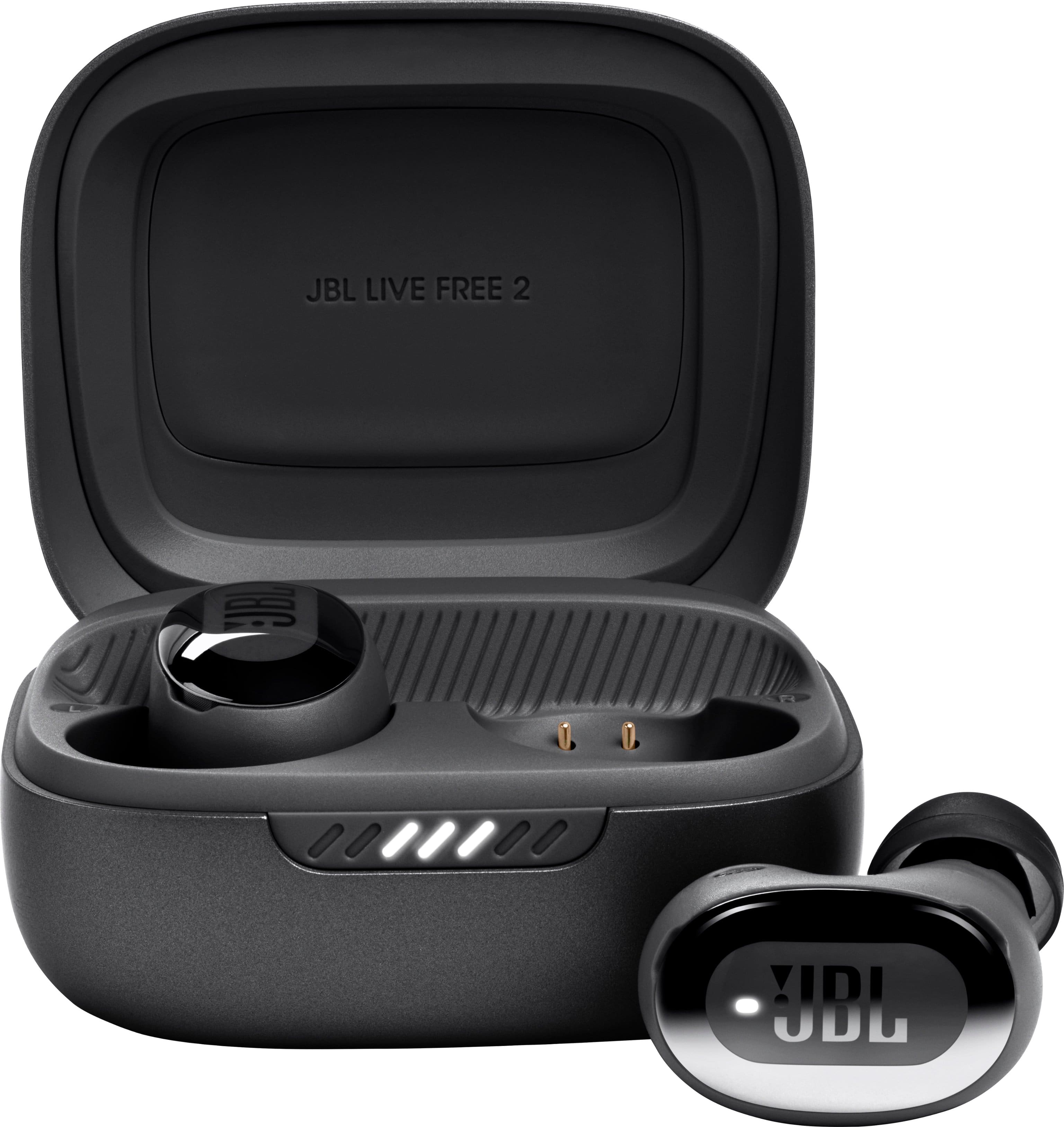 Front. JBL - Live Free 2 True Wireless Headphones - Black.