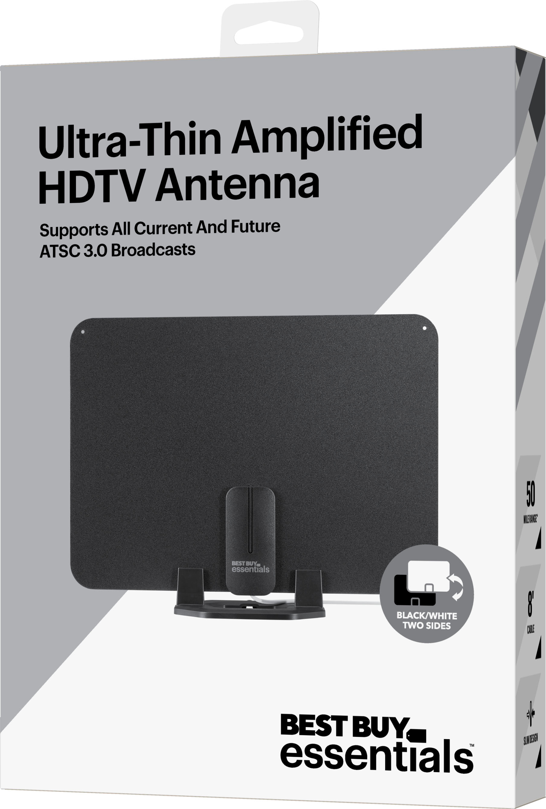 Best Buy Essentials Amplified Ultra Thin Indoor Black HDTV Antenna