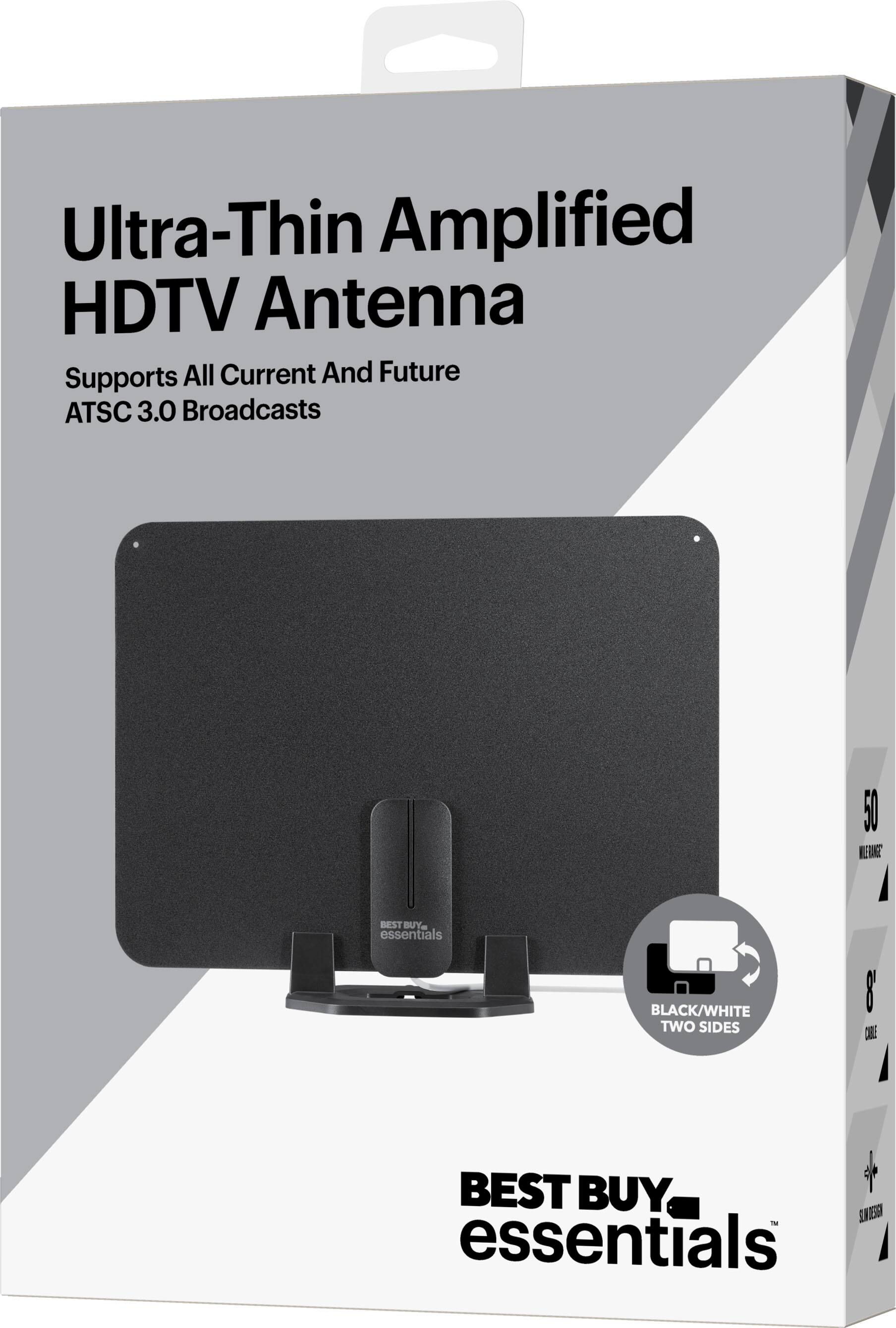 Alt View 12. Best Buy essentials™ - Amplified Ultra-Thin Indoor HDTV Antenna - 50 Mile Range - Black.