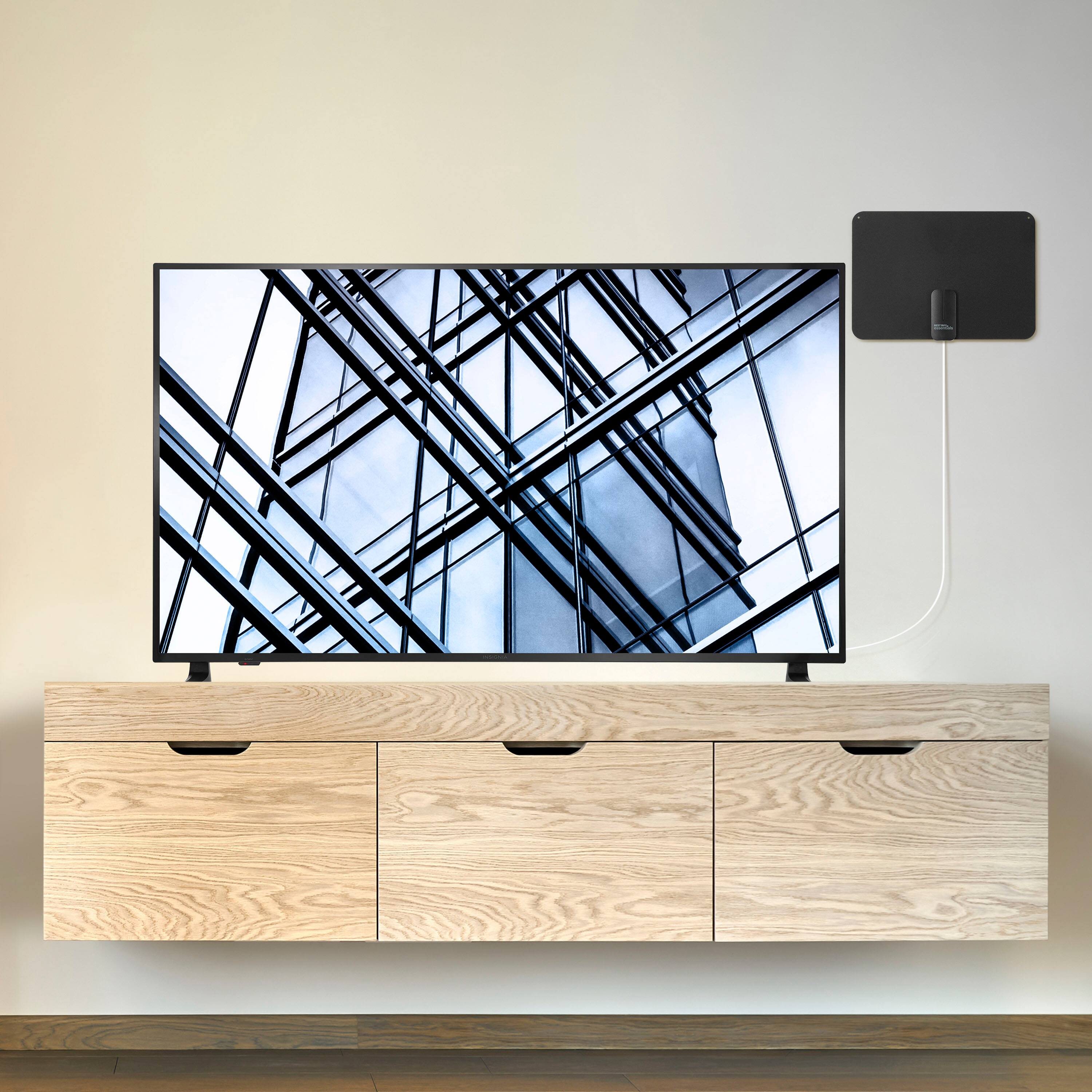 Alt View 15. Best Buy essentials™ - Amplified Ultra-Thin Indoor HDTV Antenna - 50 Mile Range - Black.