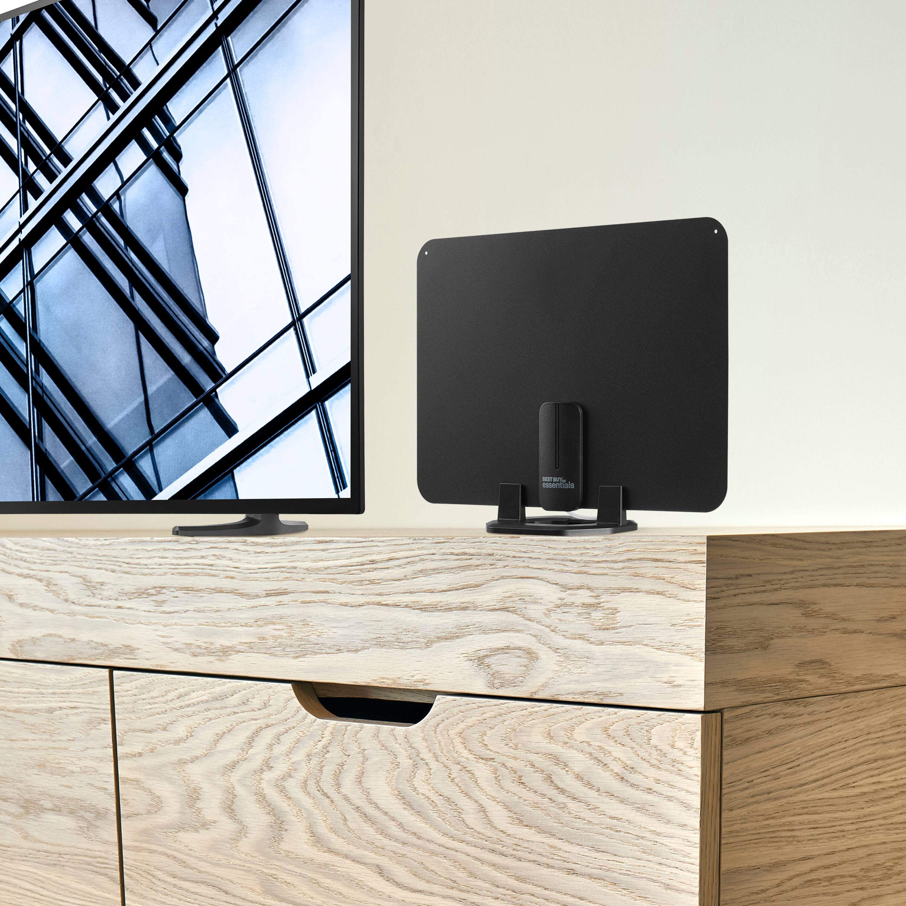 Alt View 16. Best Buy essentials™ - Amplified Ultra-Thin Indoor HDTV Antenna - 50 Mile Range - Black.