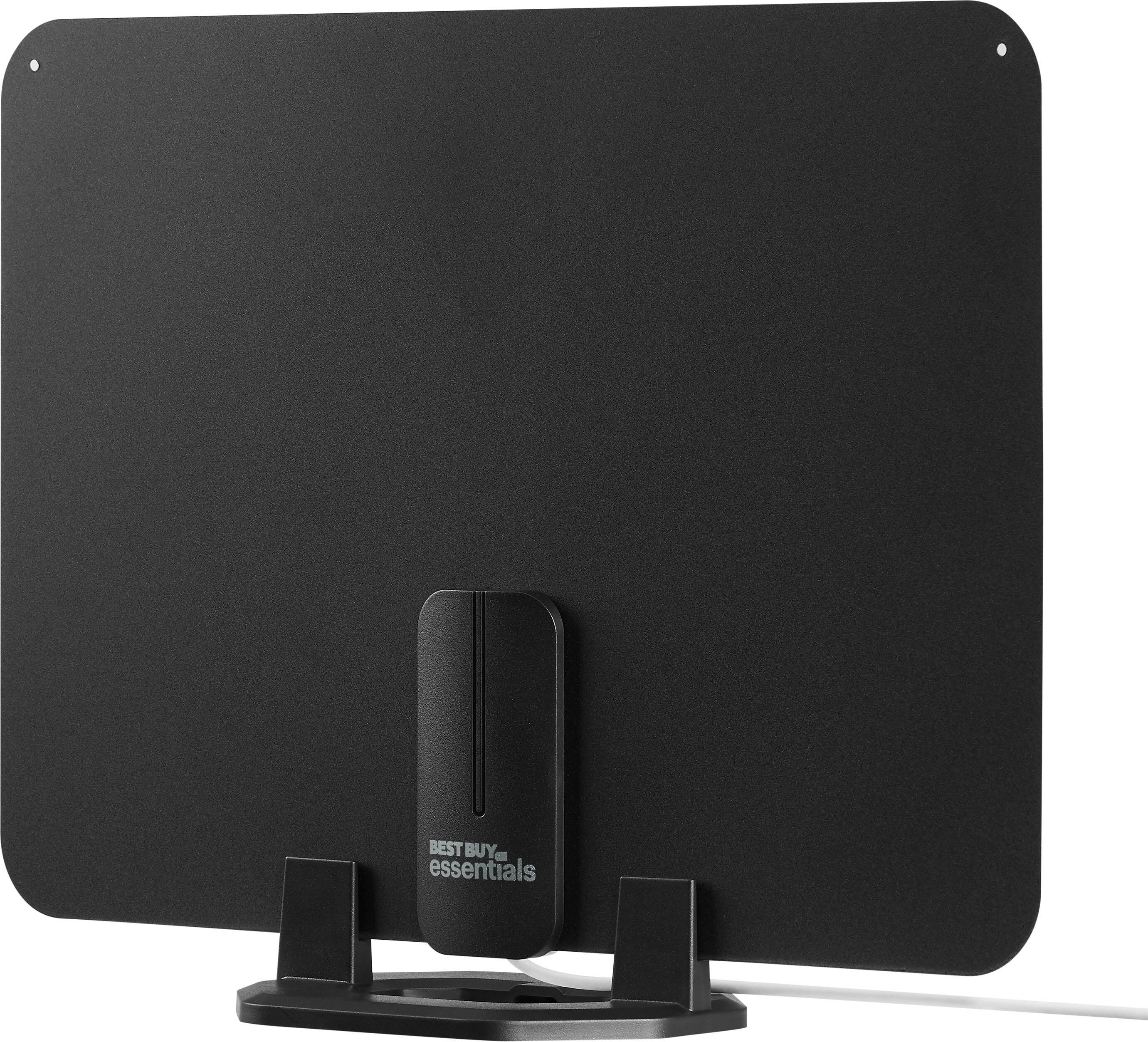 Left. Best Buy essentials™ - Amplified Ultra-Thin Indoor HDTV Antenna - 50 Mile Range - Black.