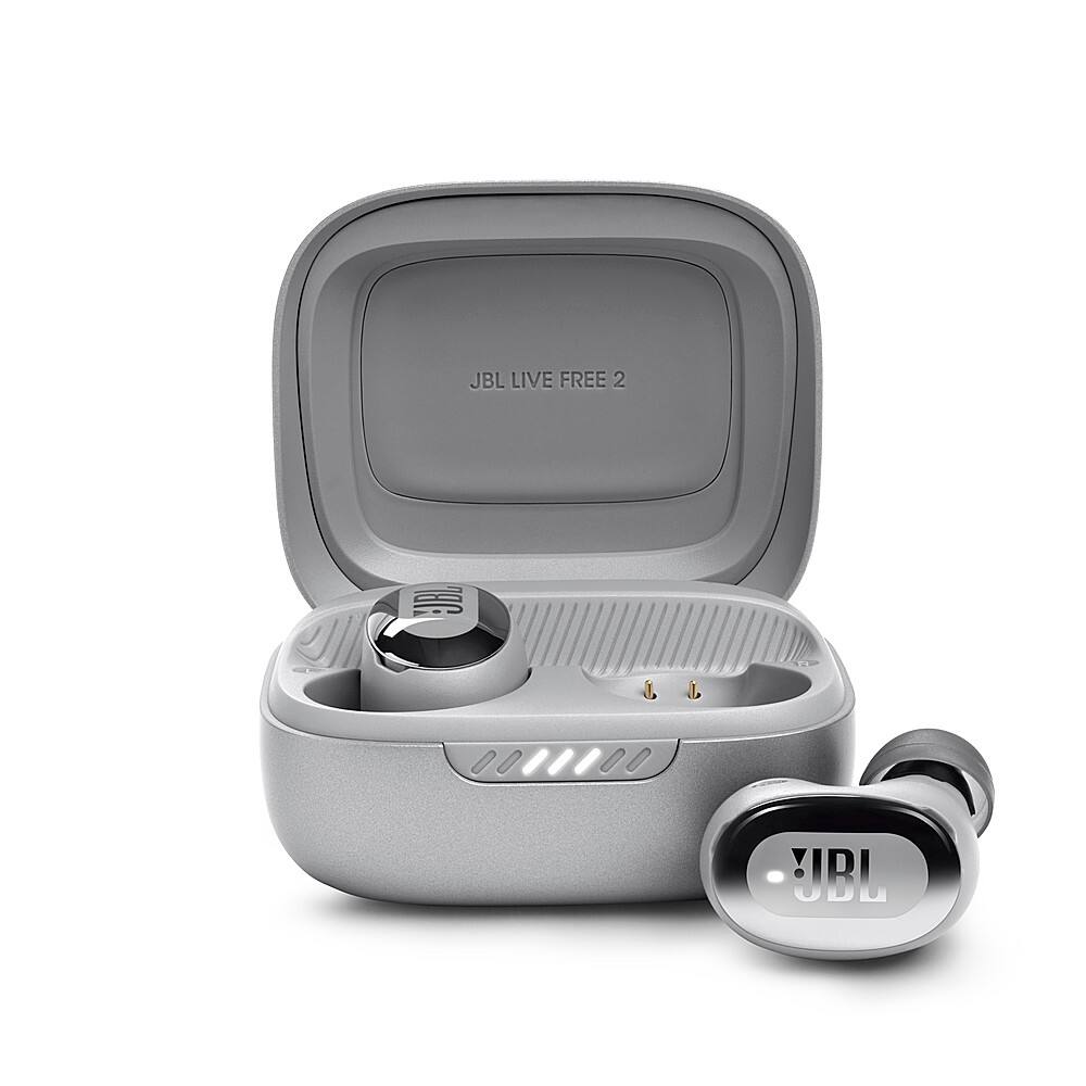 Front. JBL - Live Free 2 True Wireless Headphones - Silver.