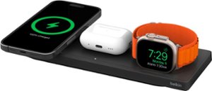 Belkin - MagSafe 3-in-1 Wireless Charging Pad - Fast Wireless Charging for Apple Watch, iPhone 15, 14, 13 & 12 series, & AirPods - Black - Front_Zoom