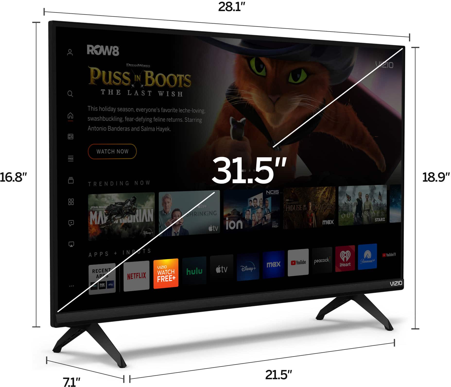 Left. VIZIO - 32" Class D-Series Full HD Smart TV - Black.