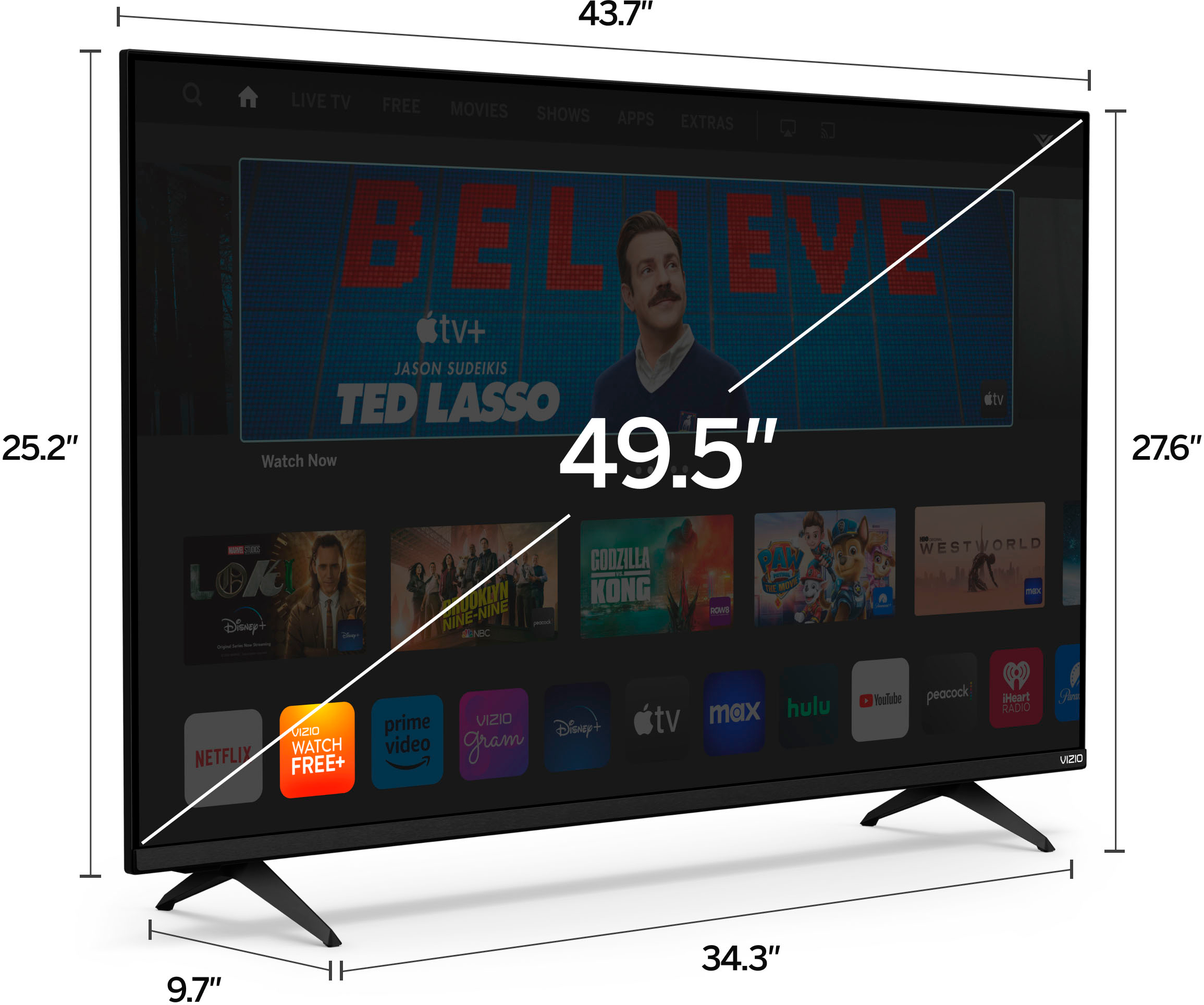 Left View: VIZIO 50" Class V-Series 4K LED HDR Smart TV NEW 2023 (Online Only) V505M-K09